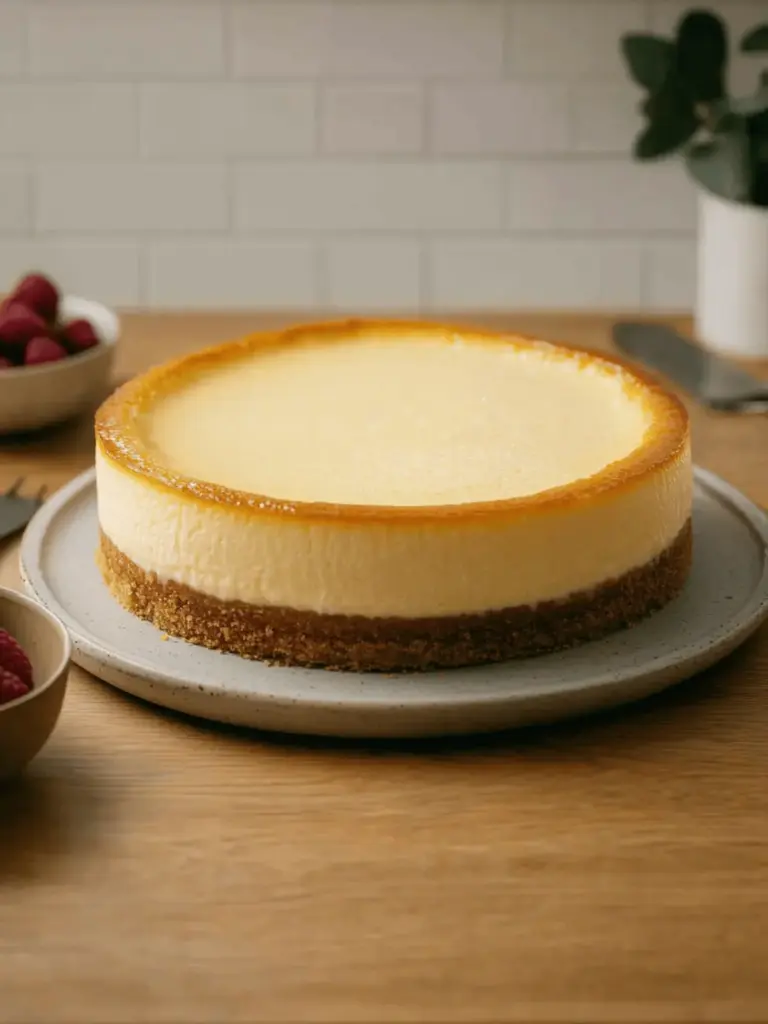 Einfacher Käsekuchen mit Keksboden