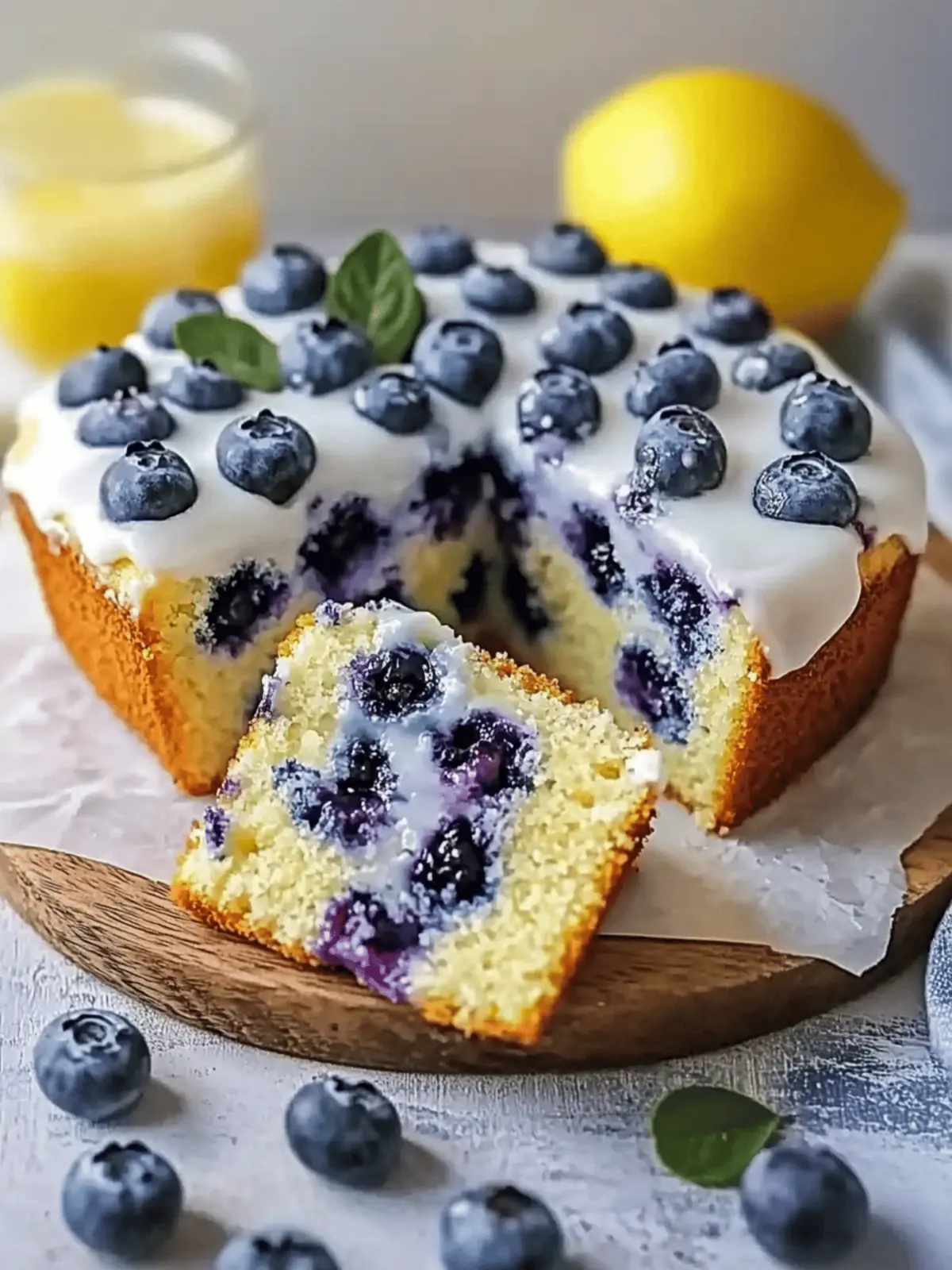 Leichter Joghurtkuchen mit Blaubeeren und Zitrone