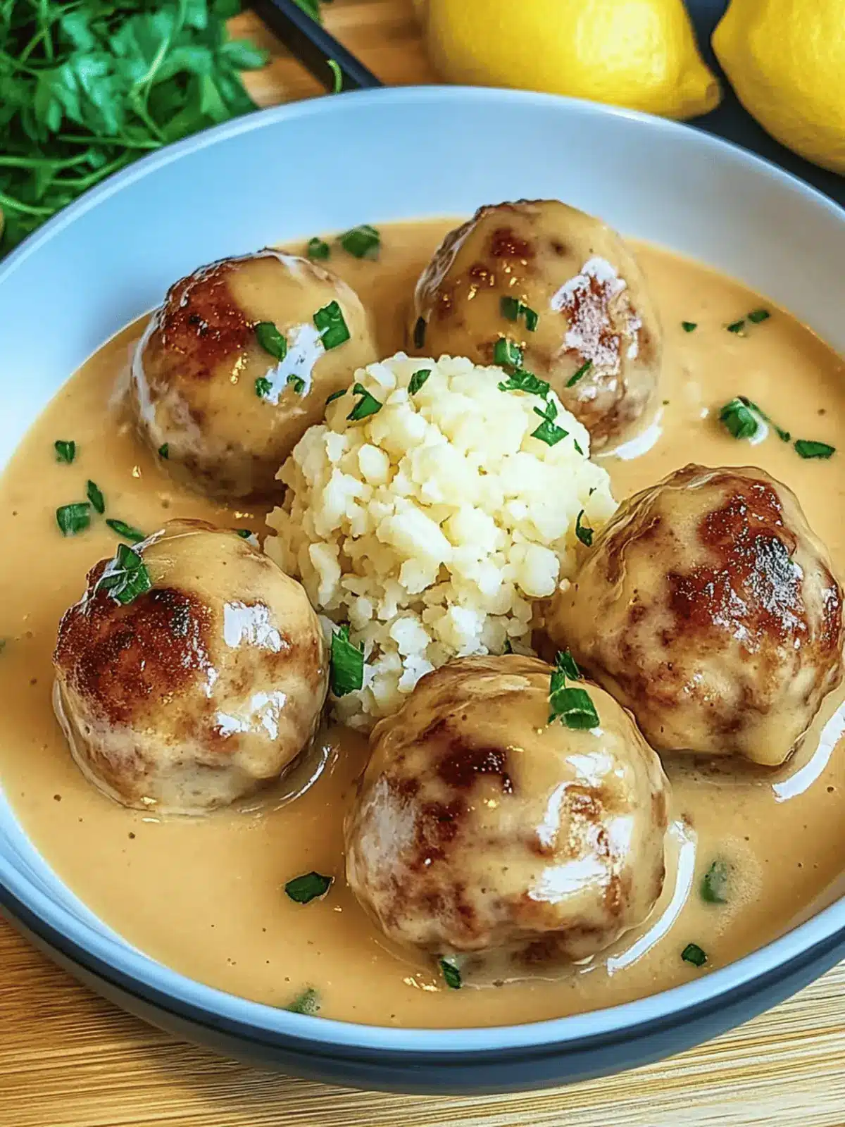 Hackbällchen in cremiger Sauce mit Kartoffelpüree