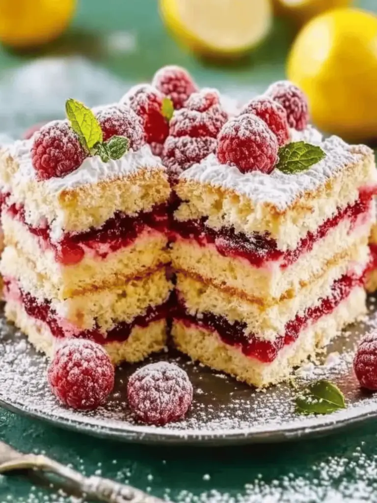 Cheese crumb cake with cherry compote