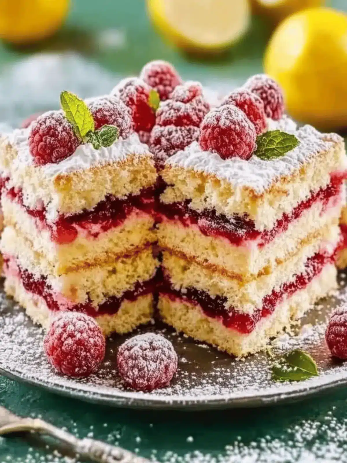 Cheese crumb cake with cherry compote