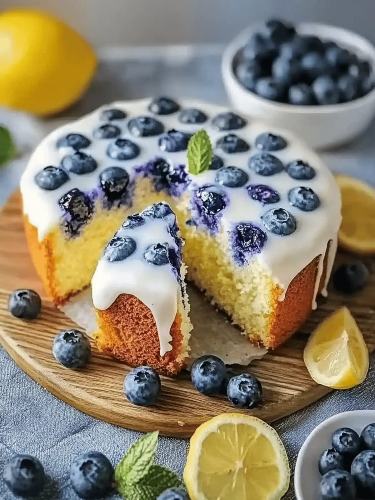 Leichter Joghurtkuchen mit Blaubeeren und Zitrone