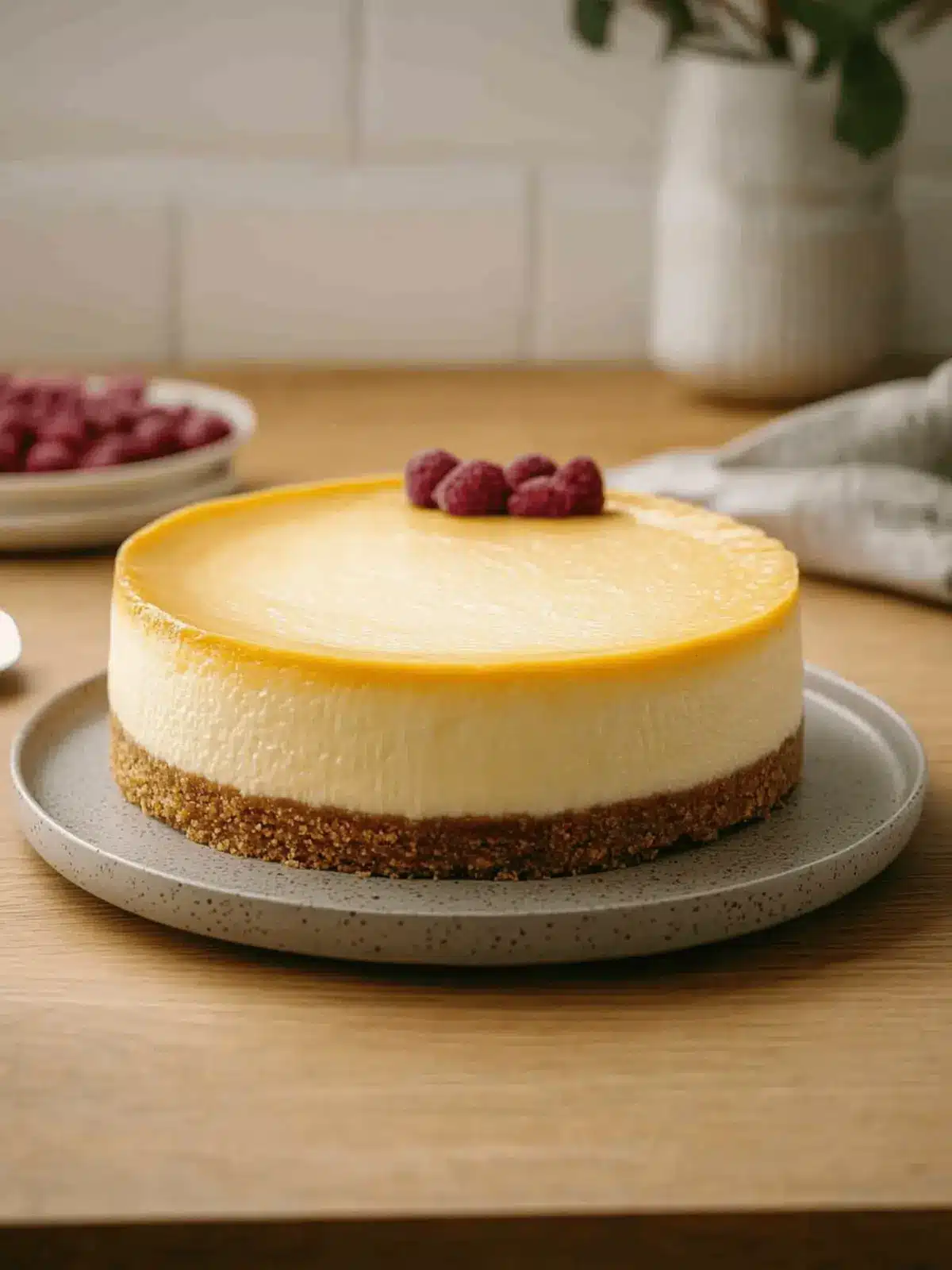 Einfacher Käsekuchen mit Keksboden