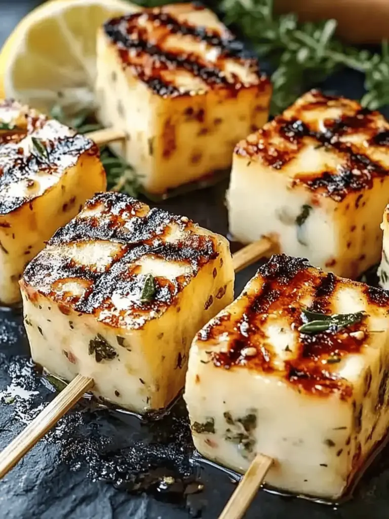 Grilled Halloumi Skewers with Lemon and Thyme