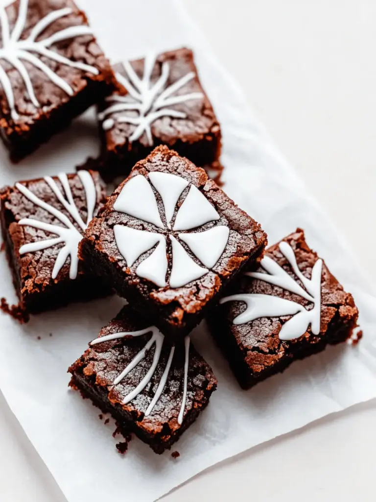Weiße Schokoladen-Spinnennetz-Brownies