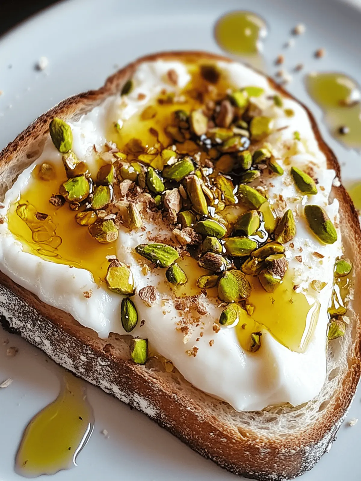 Burrata-Toast mit Pistazien und heißem Honig genießen 4 Burrata-Toast mit Pistazien und heißem Honig