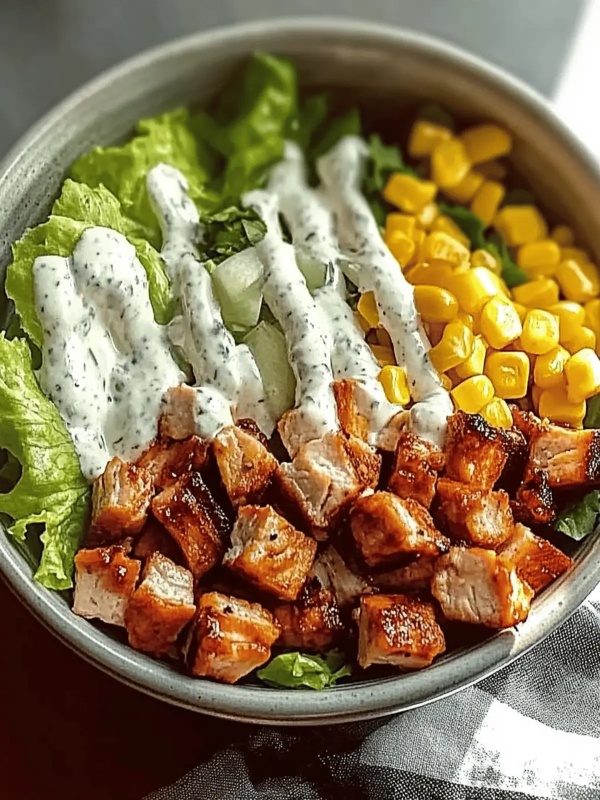 BBQ Hähnchen geschnittene Salat: Sommerleicht & Lecker 2 BBQ Hähnchen geschnittene Salat