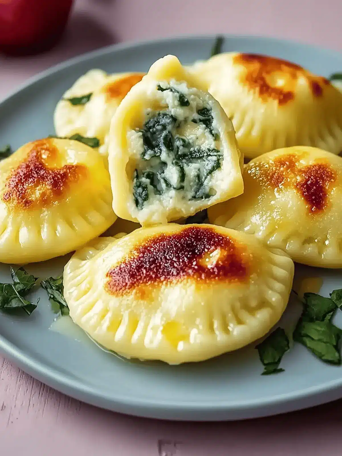 Kartoffelpäckchen mit Frischkäse- und Spinatfüllung 5 Kartoffelpäckchen mit Frischkäse- und Spinatfüllung