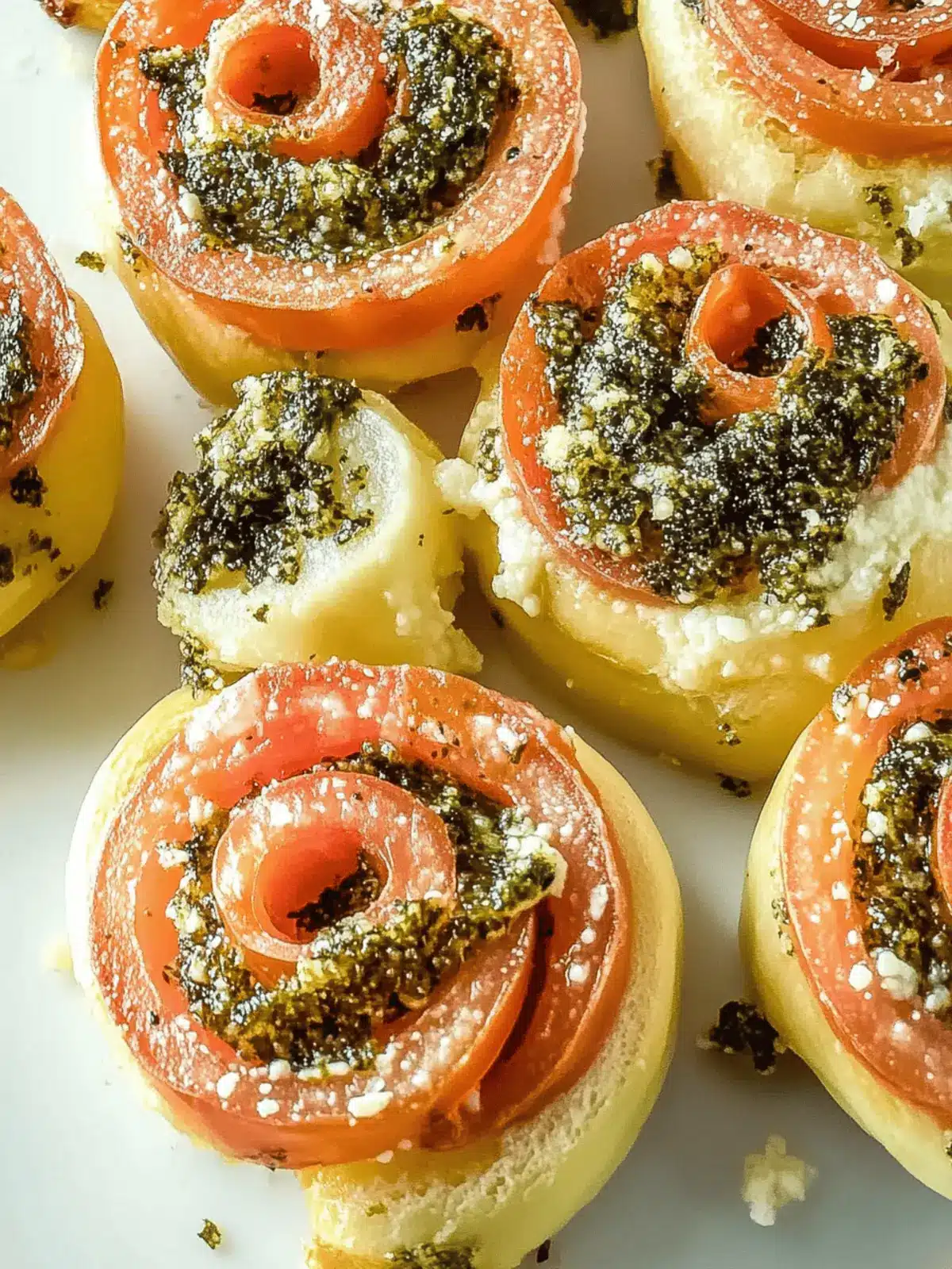 Pizza-Röllchen mit Pesto und Mozzarella