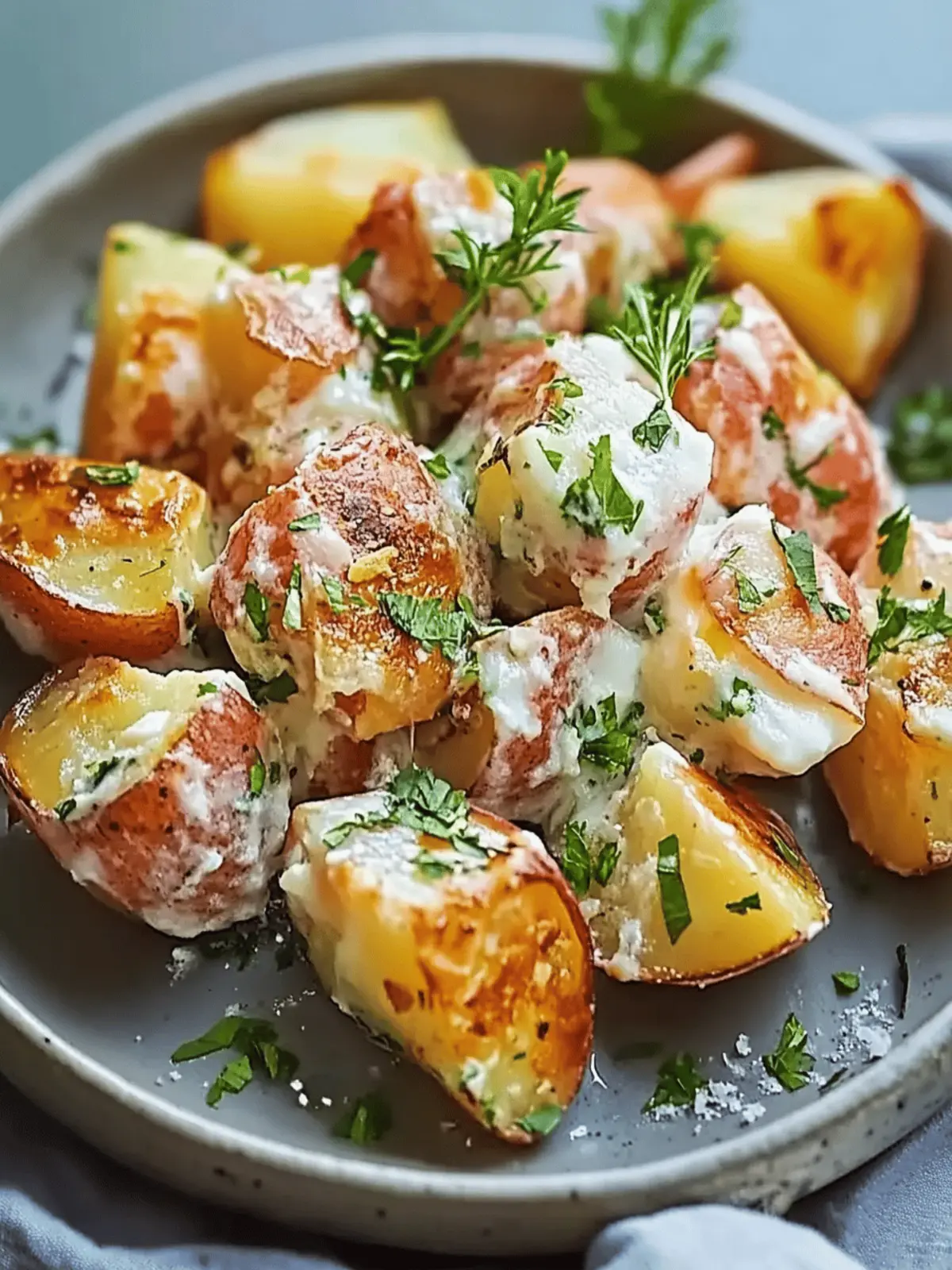 Krosse Zerdrückte Kartoffelsalat für den Sommergenuss 4 Krosse Zerdrückte Kartoffelsalat