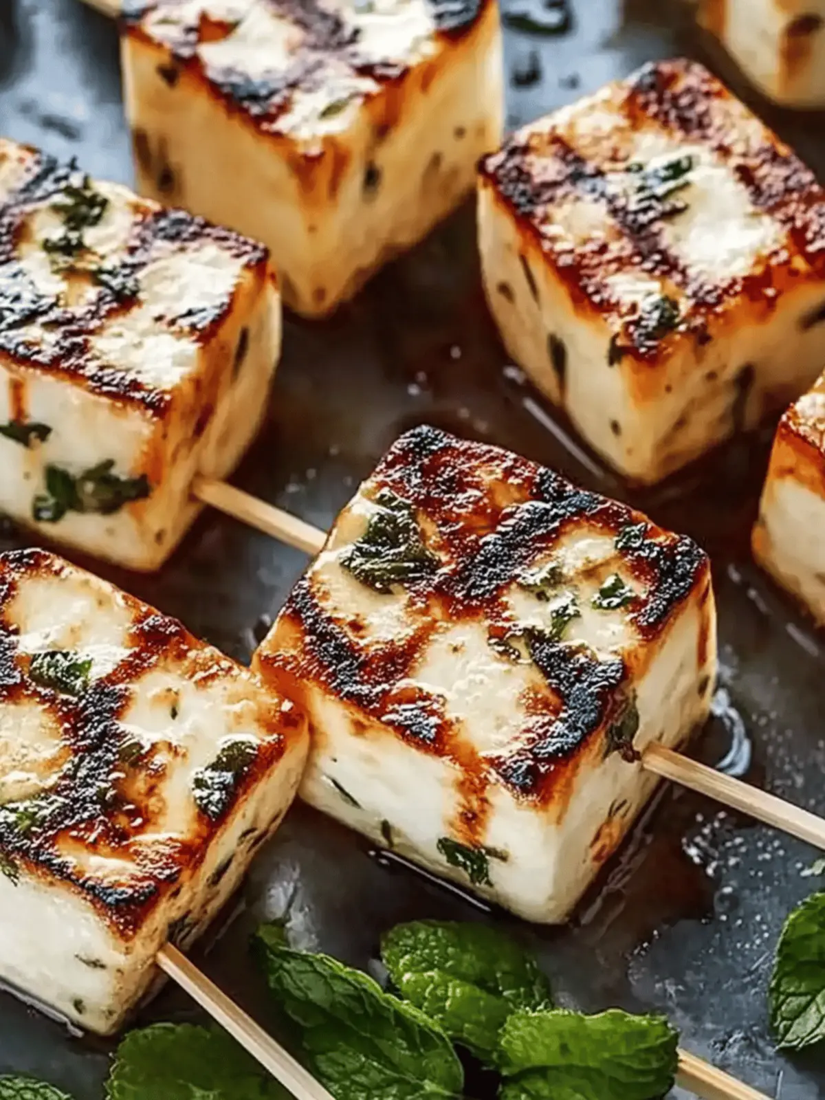 Grilled Halloumi Skewers mit Zitrone und Thymian 2 Grilled Halloumi Skewers with Lemon and Thyme