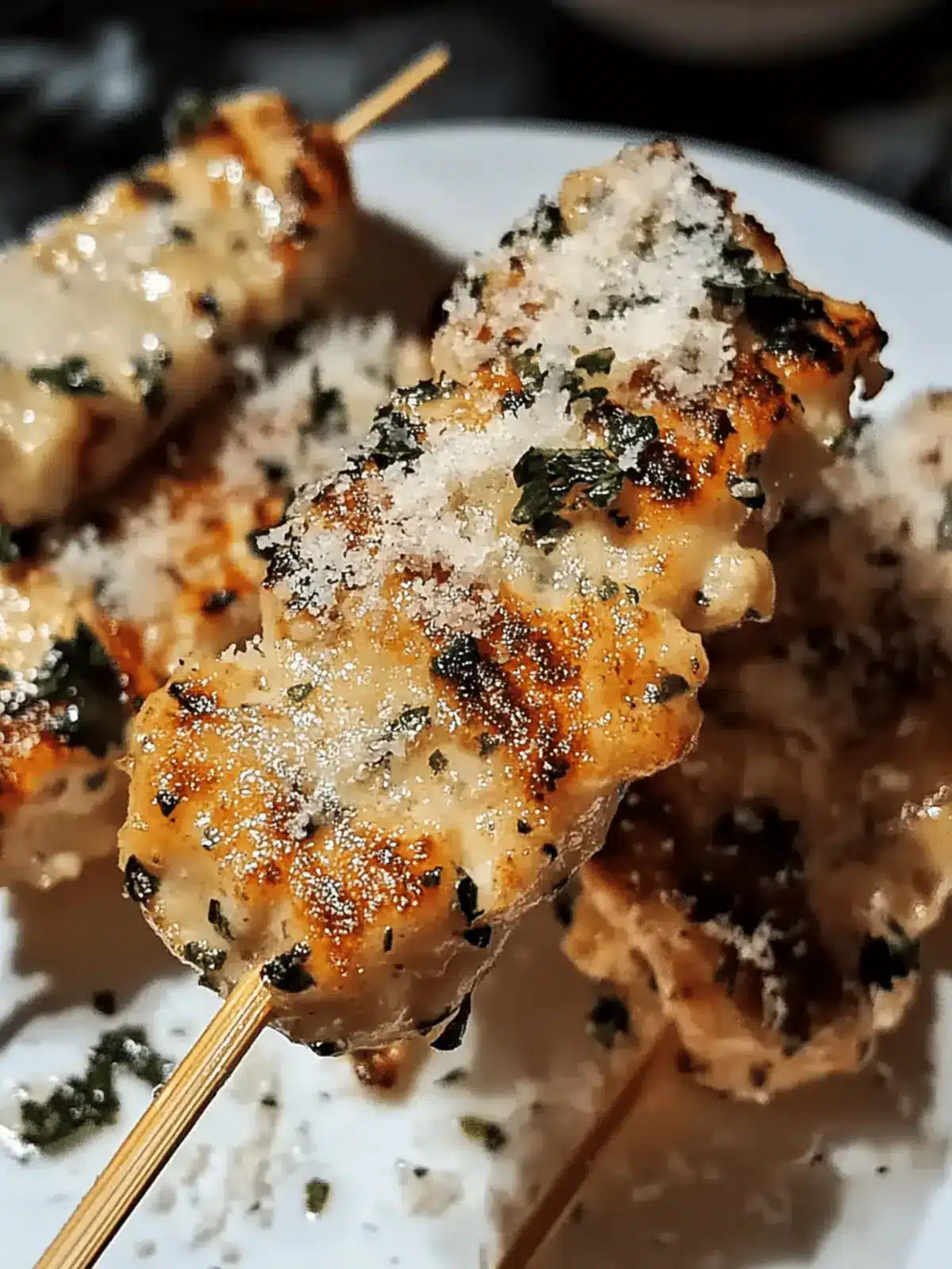 Knoblauch Parmesan Hähnchen Spieße