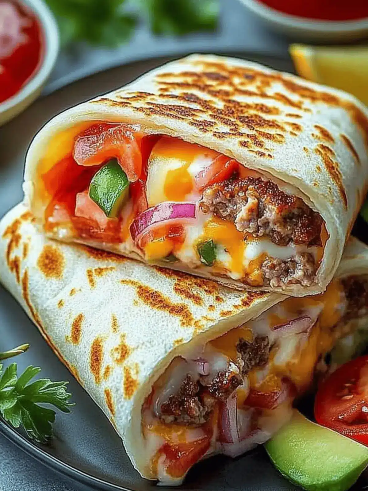 Cheeseburger-Wickel: Schnell und einfach genießen 2 Cheeseburger-Wickel