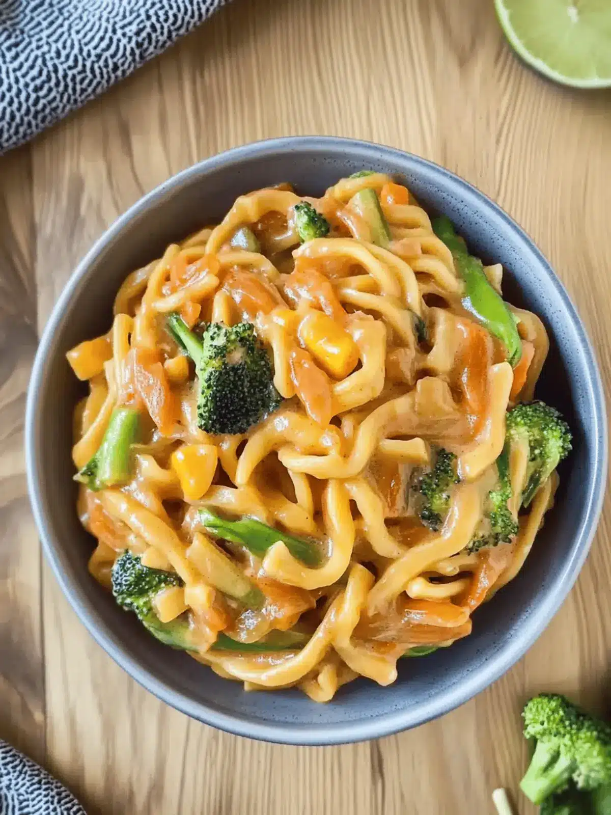 Udon-Nudeln mit Erdnusssoße und Gemüse für Genuss 2 Udon-Nudeln mit Erdnusssoße und Gemüse