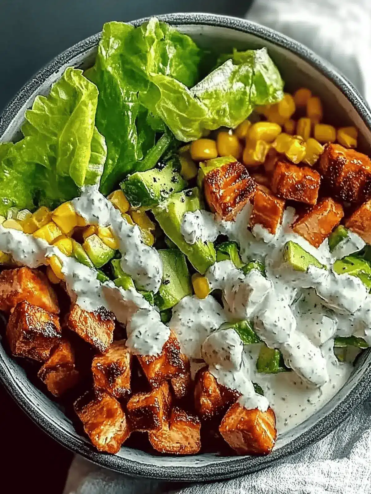 BBQ Hähnchen geschnittene Salat: Sommerleicht & Lecker 3 BBQ Hähnchen geschnittene Salat