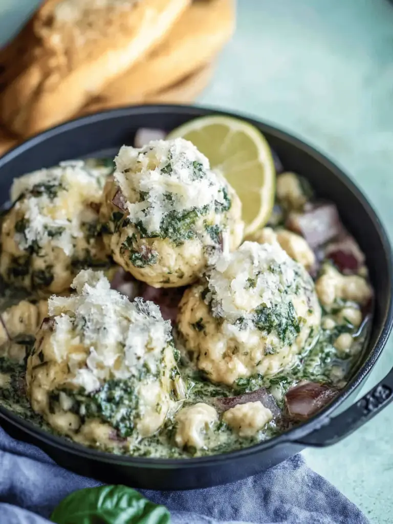 Spinatknödel als Hauptgericht
