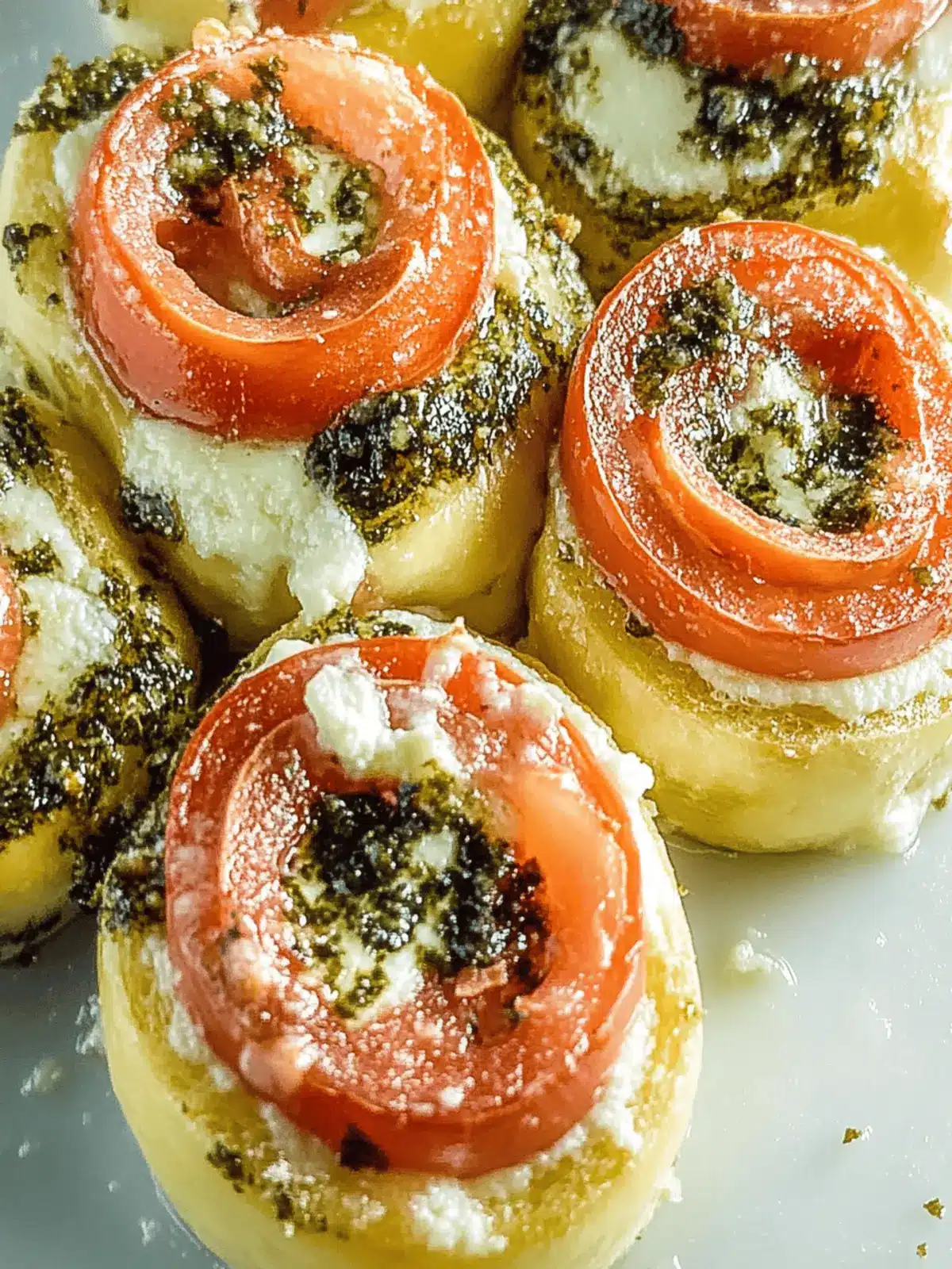 Pizza-Röllchen mit Pesto und Mozzarella