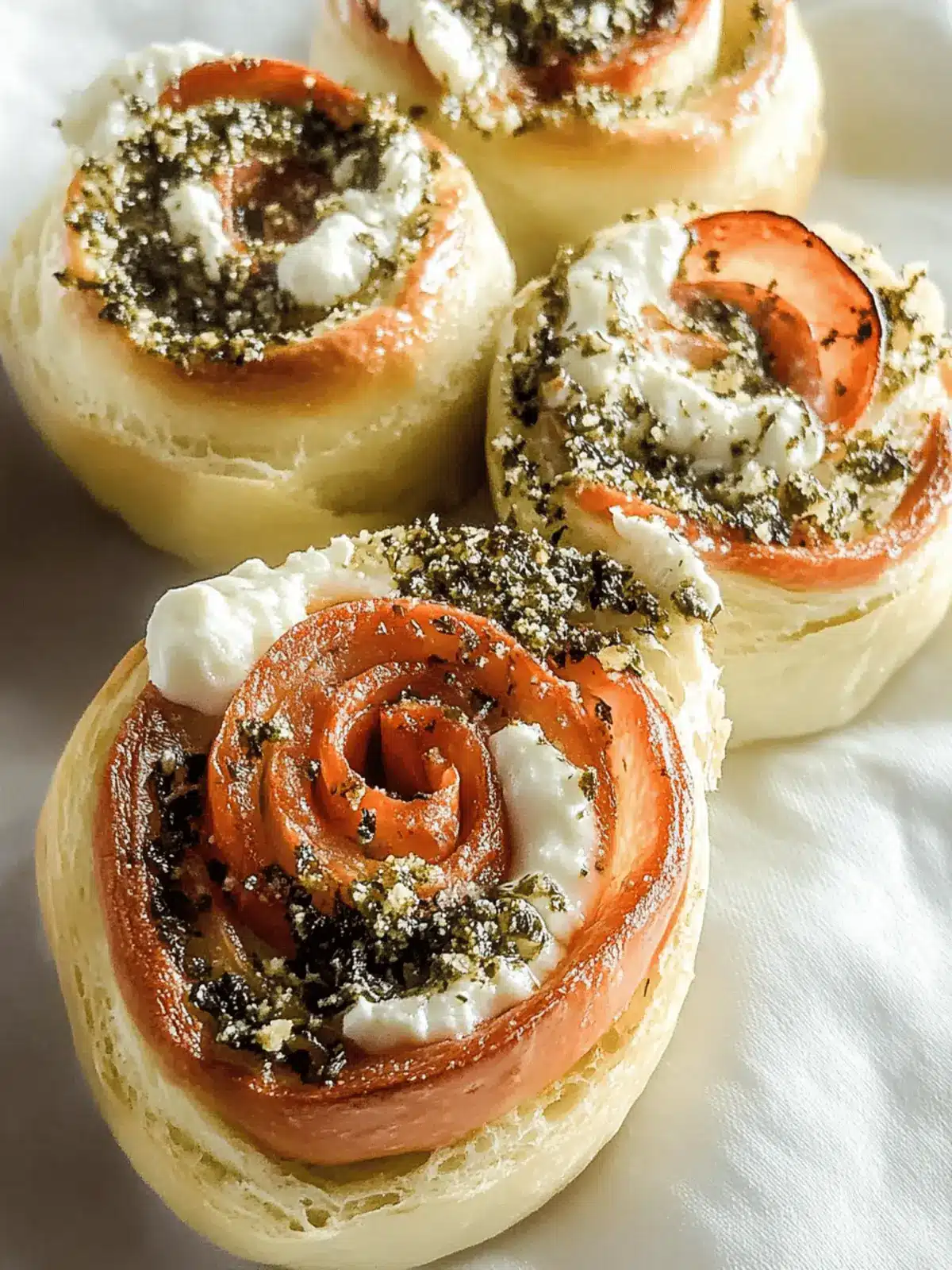 Pizza-Röllchen mit Pesto und Mozzarella