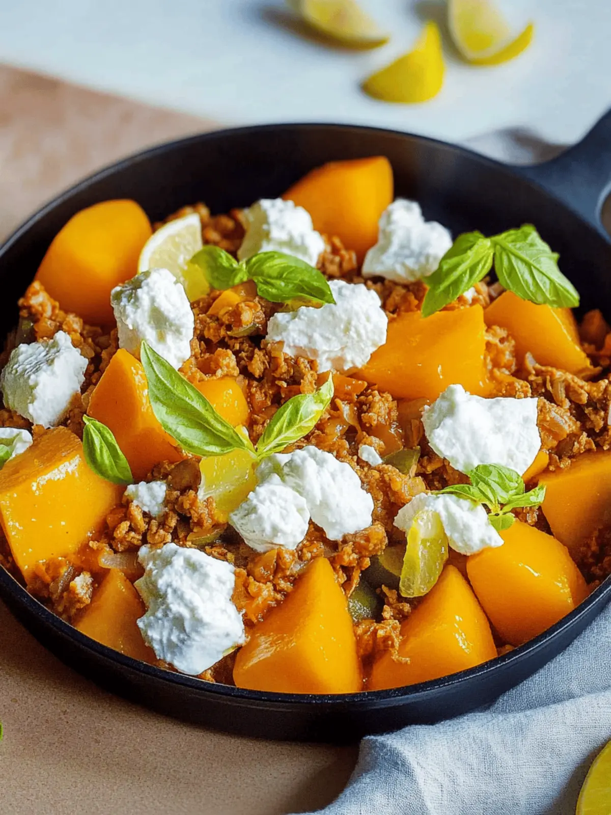 Kürbis und Hackfleischpfanne mit Feta: Schnell & Lecker 2 Kürbis und Hackfleischpfanne mit Feta