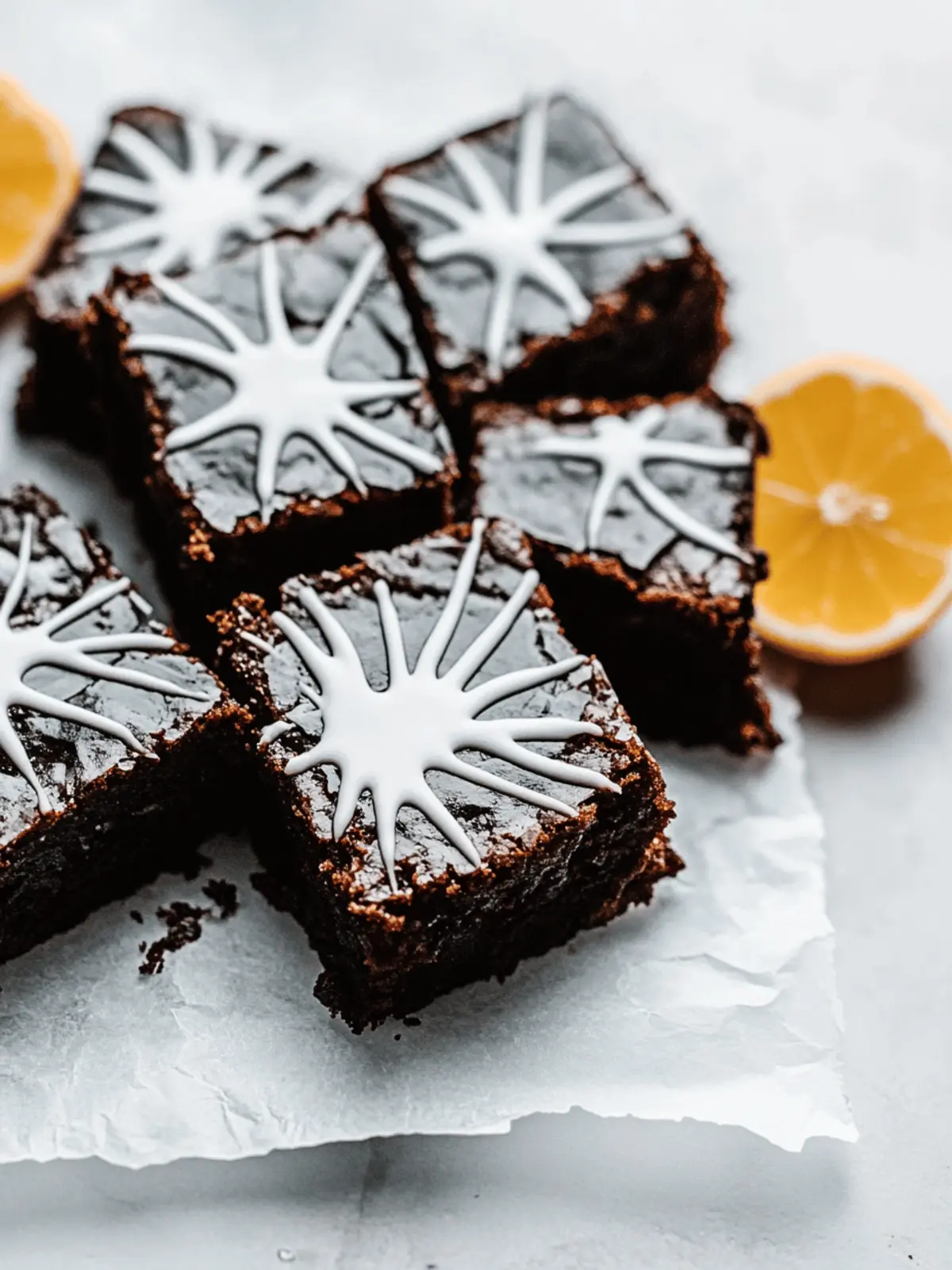 Weiße Schokoladen-Spinnennetz-Brownies