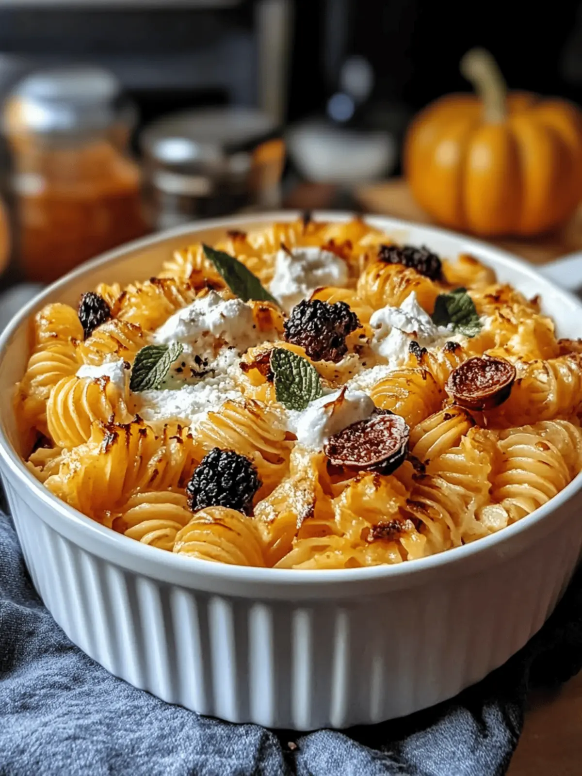 Gebackene Feta-Pasta mit Kürbis für den Herbst