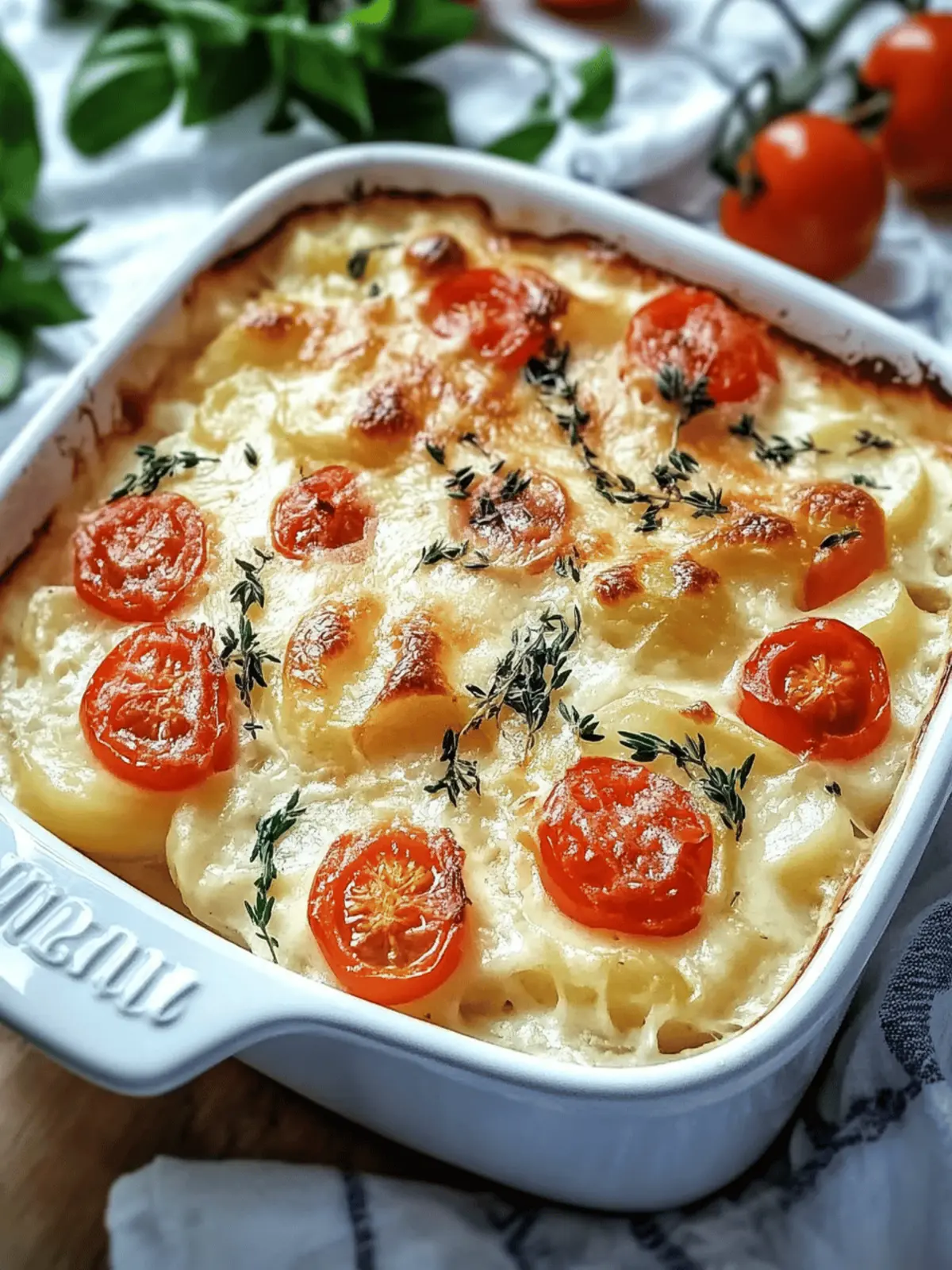 Potato-Kohlrabi-Gratin with tomatoes for connoisseurs