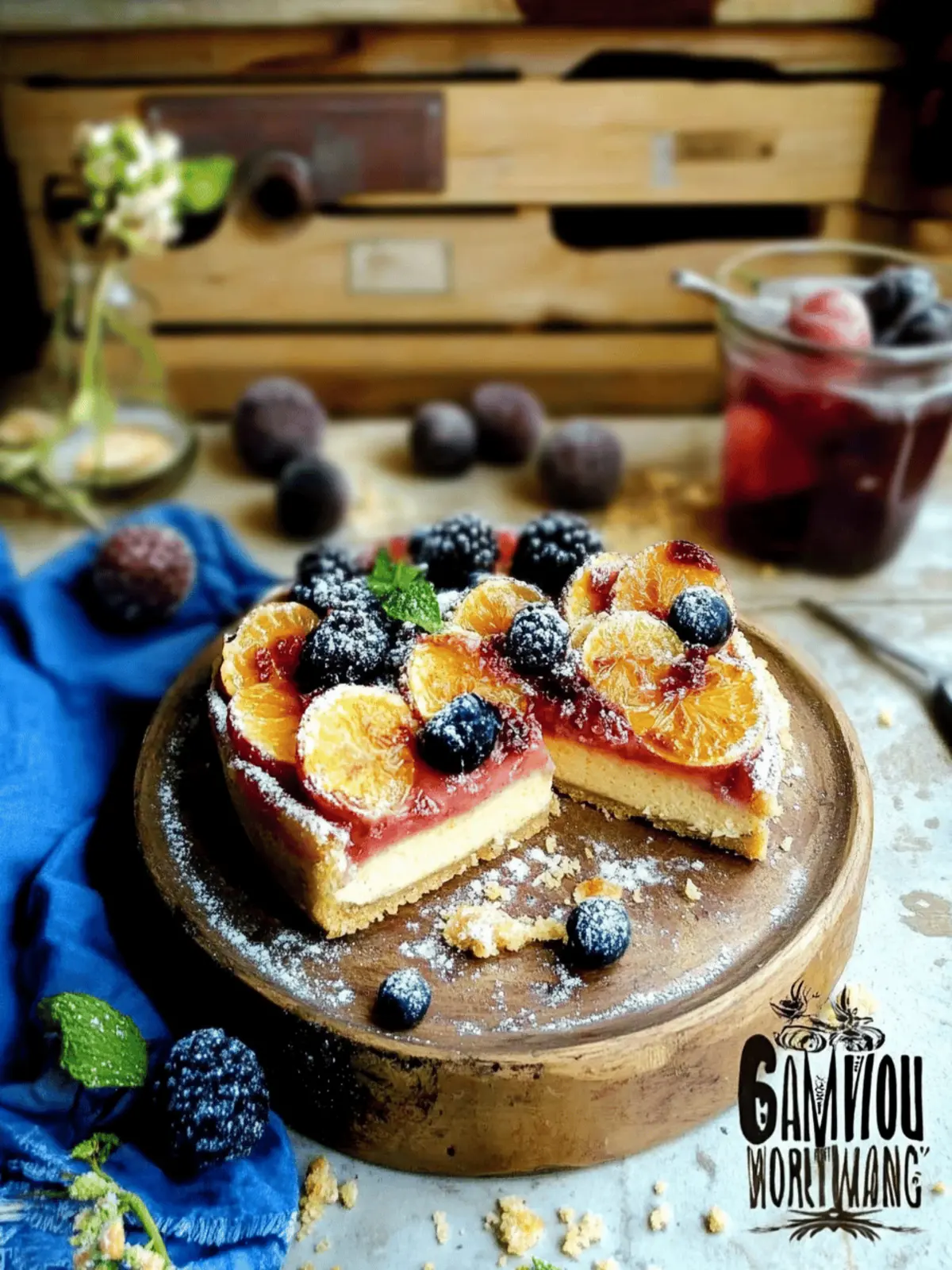 Pflaumenpuddingkuchen mit Streuseln