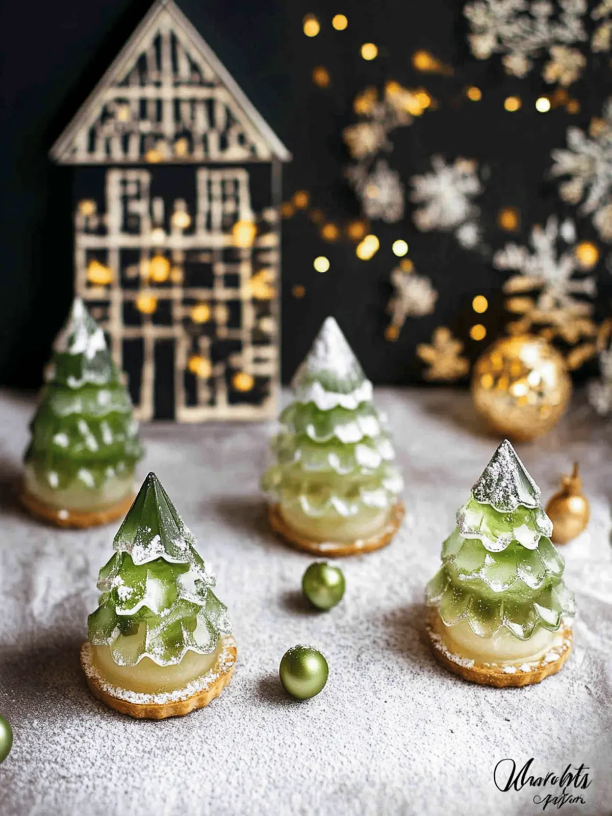 Pistazien-Weihnachtsbäume mit Himbeer-Füllung