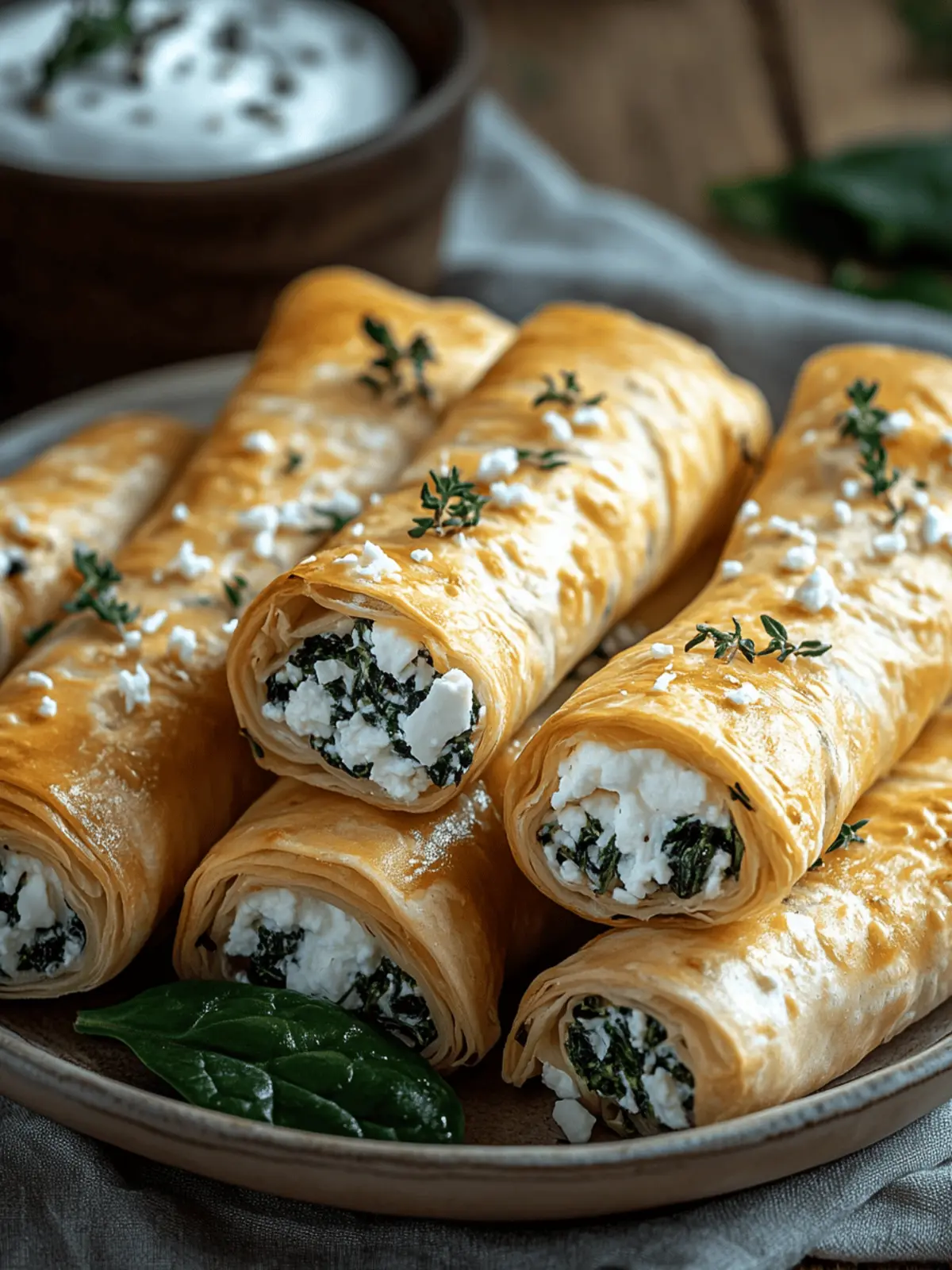 Herzhafte Blätterteigrollen mit Spinat und Feta genießen 4 Herzhafte Blätterteigrollen mit Spinat und Feta