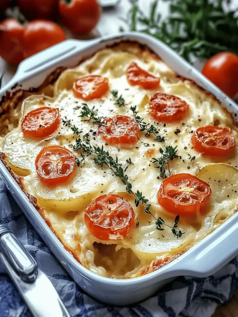 Potato-Kohlrabi-Gratin with tomatoes for connoisseurs