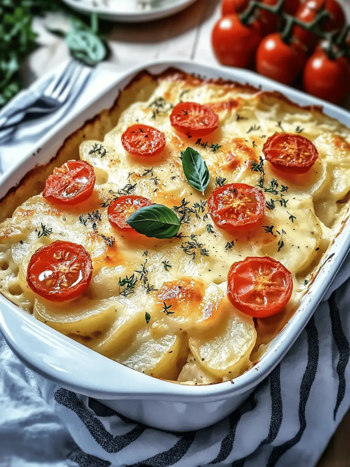 Potato-Kohlrabi-Gratin with tomatoes for connoisseurs