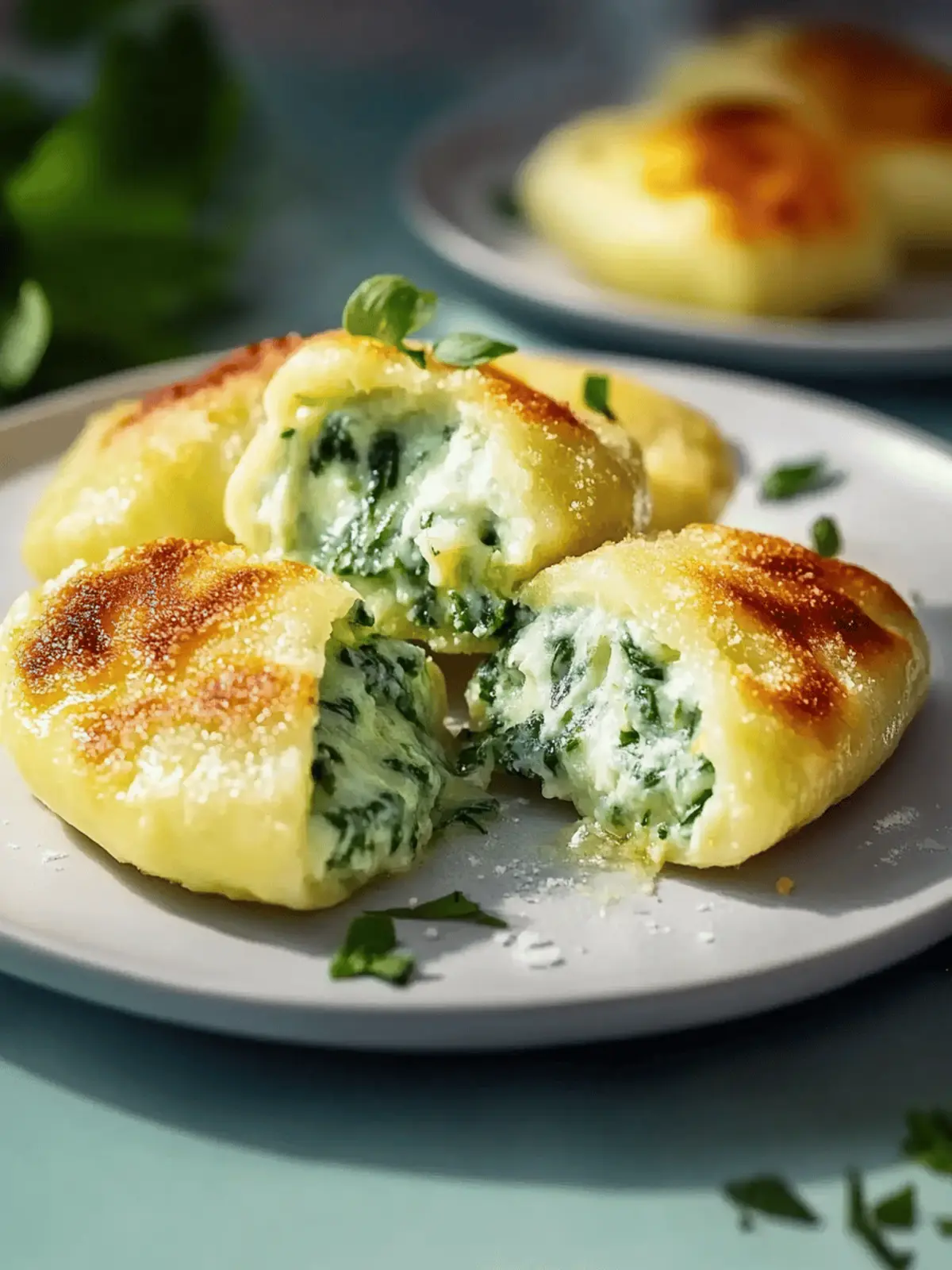 Kartoffelpäckchen mit Frischkäse- und Spinatfüllung 4 Kartoffelpäckchen mit Frischkäse- und Spinatfüllung