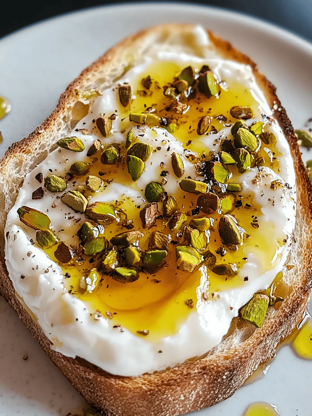 Burrata-Toast mit Pistazien und heißem Honig genießen 3 Burrata-Toast mit Pistazien und heißem Honig