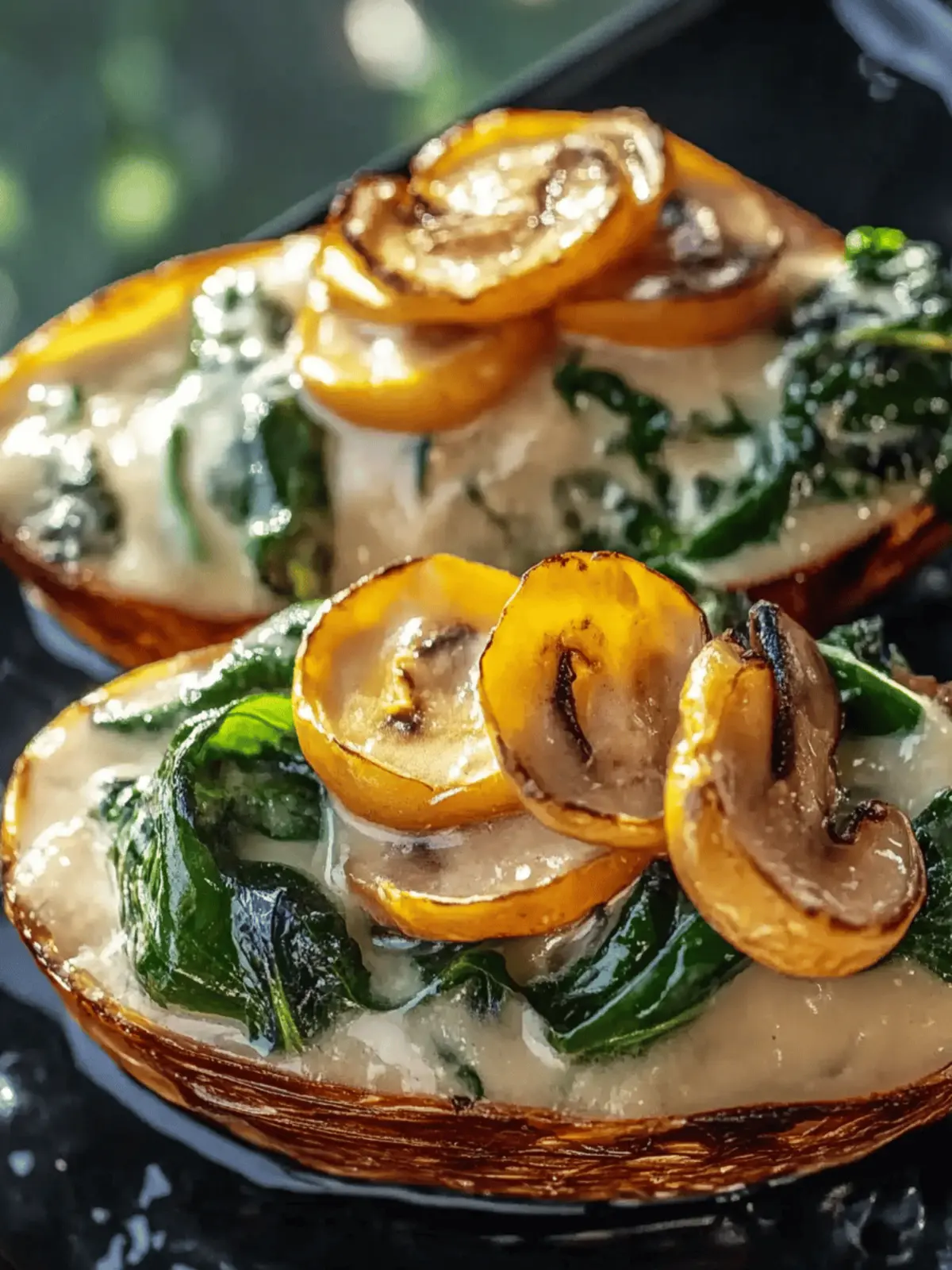 Gefüllte Süßkartoffeln mit Champignons und Spinat 5 Stuffed sweet potatoes with mushrooms and spinach