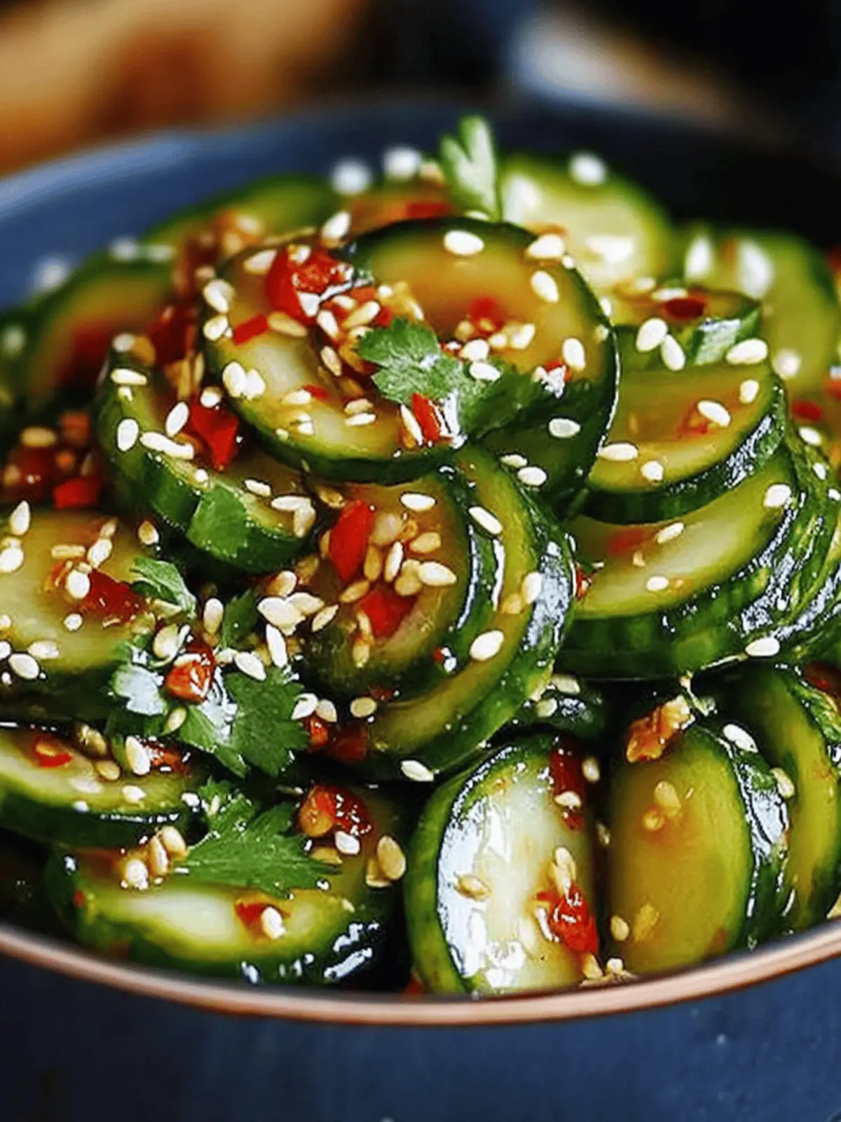 Frischer asiatischer Gurkensalat mit Chili und Sesam 3 asiatischer Gurkensalat mit Chili und Sesam