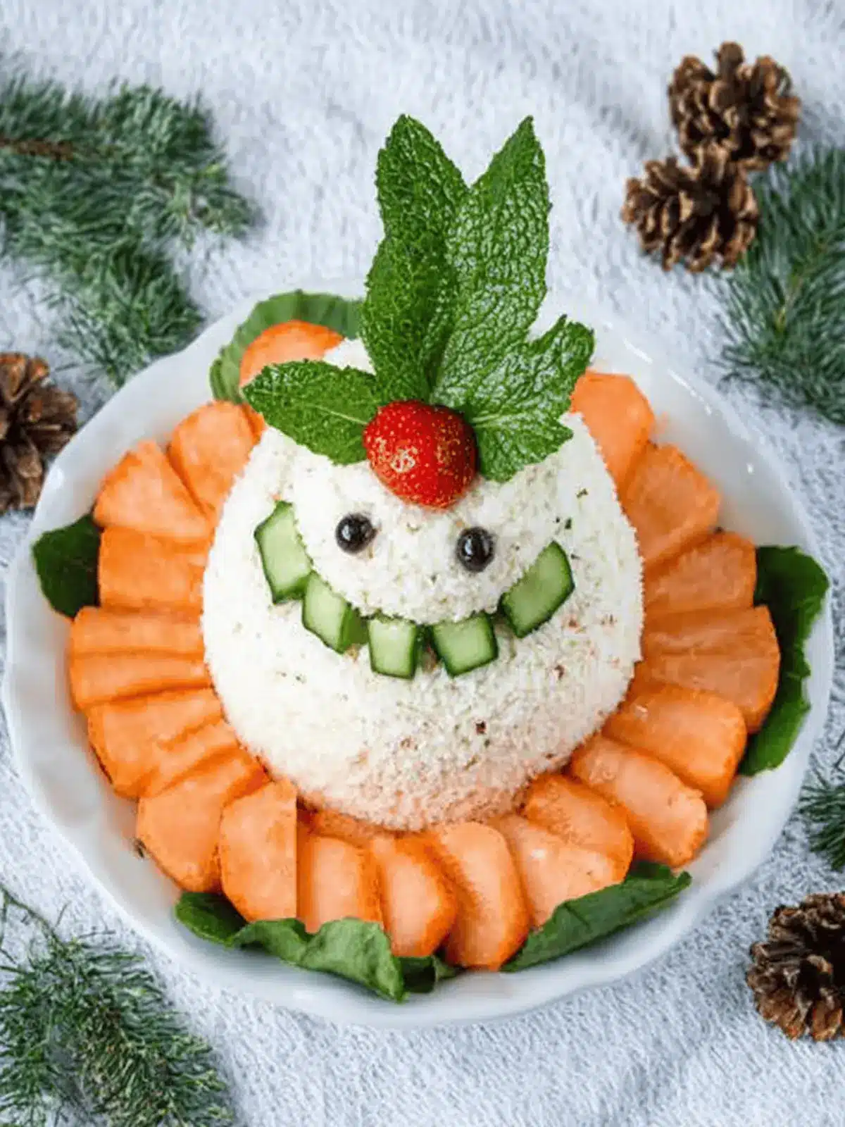 Frischkäse Schneemann für festliche Kinderfeste 2 Frischkäse Schneeman