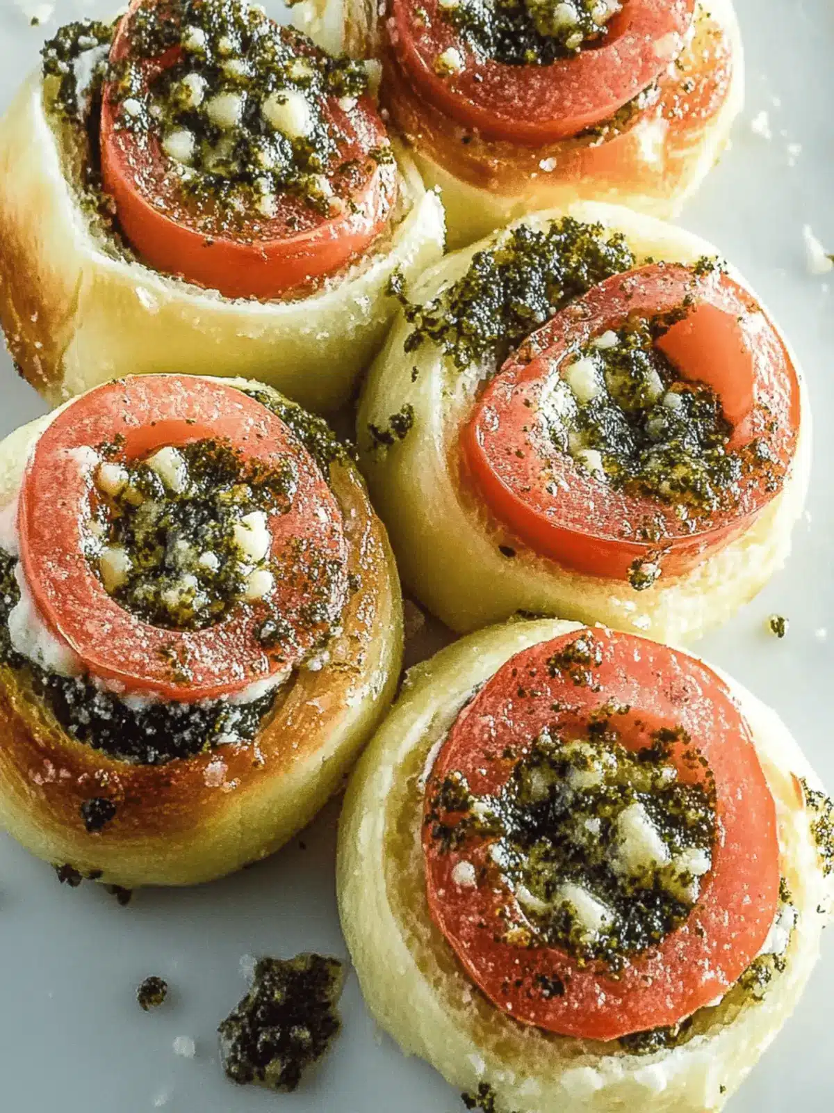 Pizza-Röllchen mit Pesto und Mozzarella