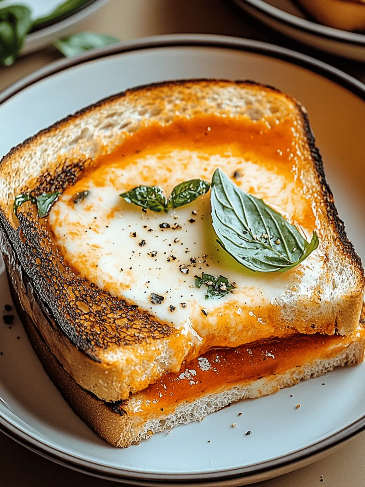 Geröstete Tomatensuppe mit gegrilltem Käsebrot 3 Geröstete Tomatensuppe und gegrilltes Käsebrot