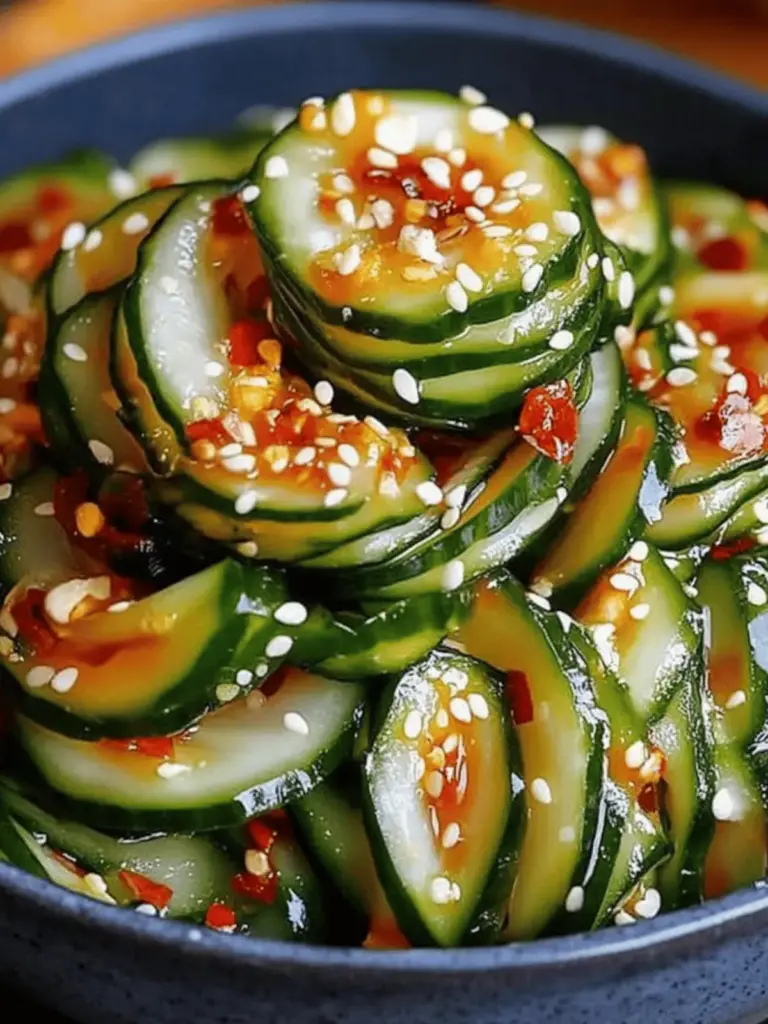 asiatischer Gurkensalat mit Chili und Sesam