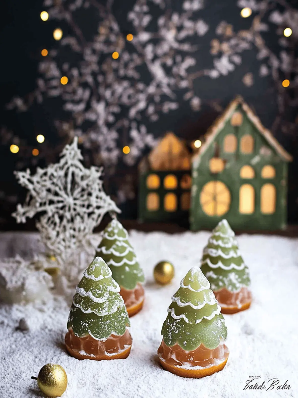 Pistazien-Weihnachtsbäume mit Himbeer-Füllung