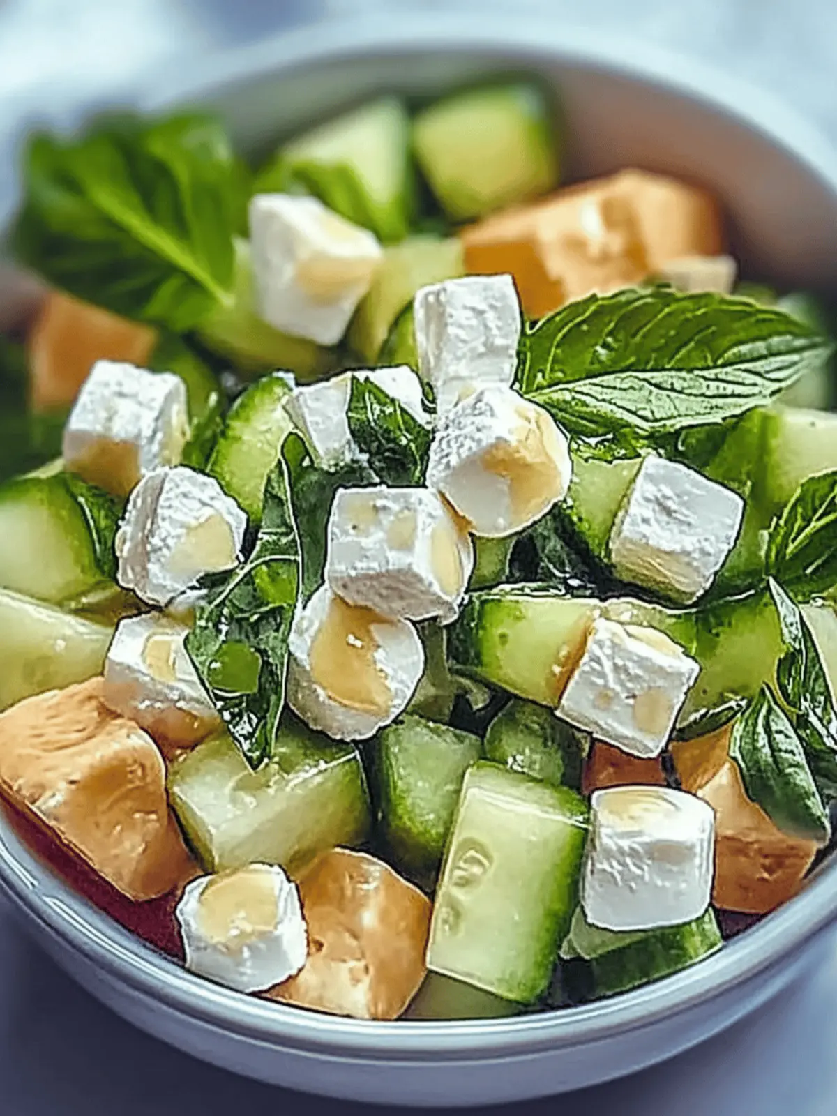 Erfrischender Gurkensalat mit Feta und Kichererbsen 2 Einfach zuzubereitender Gurkensalat mit Feta und Kichererbsen
