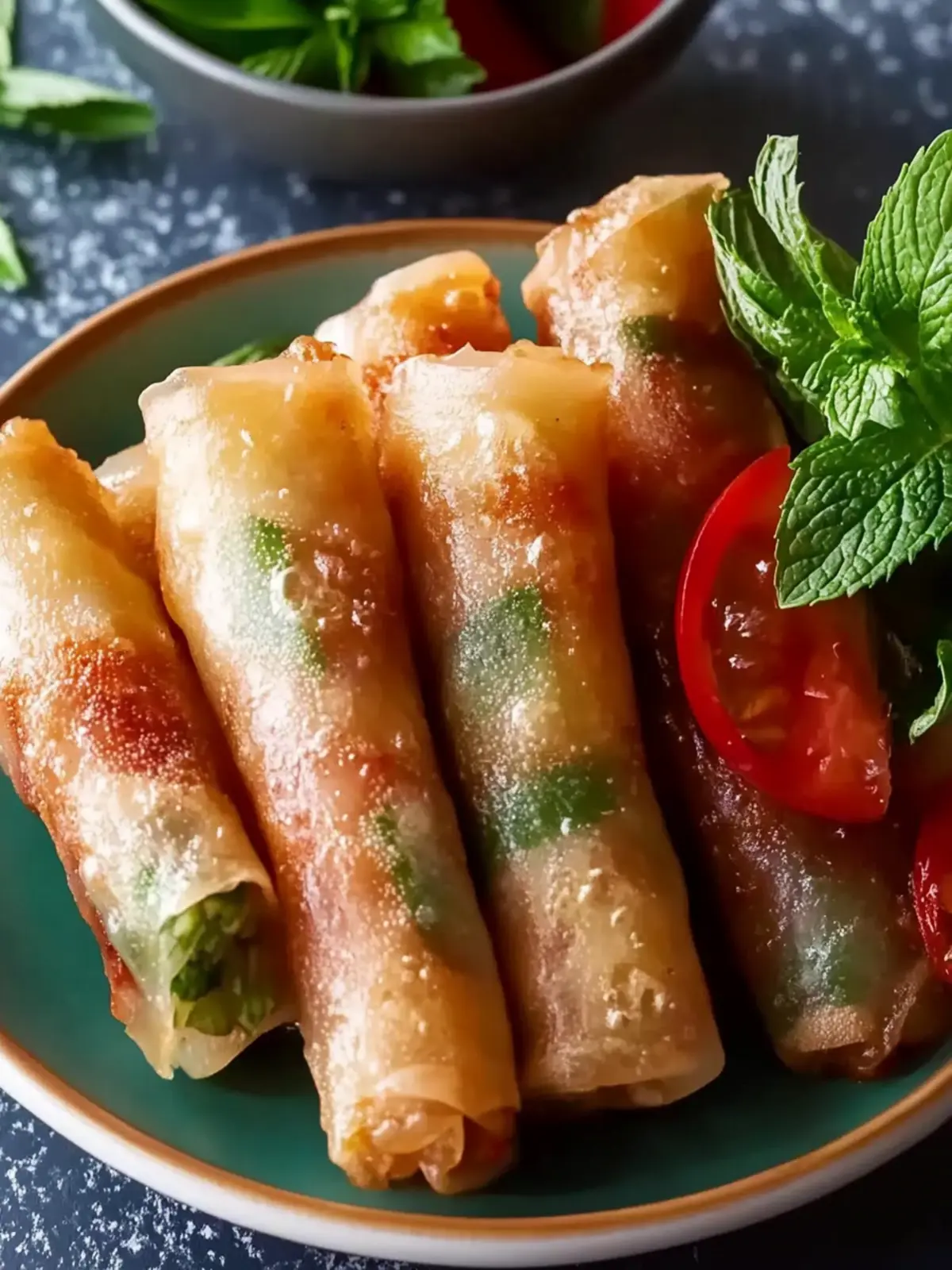 Goldene knusprige Reispapier-Frühlingsrollen selbstgemacht