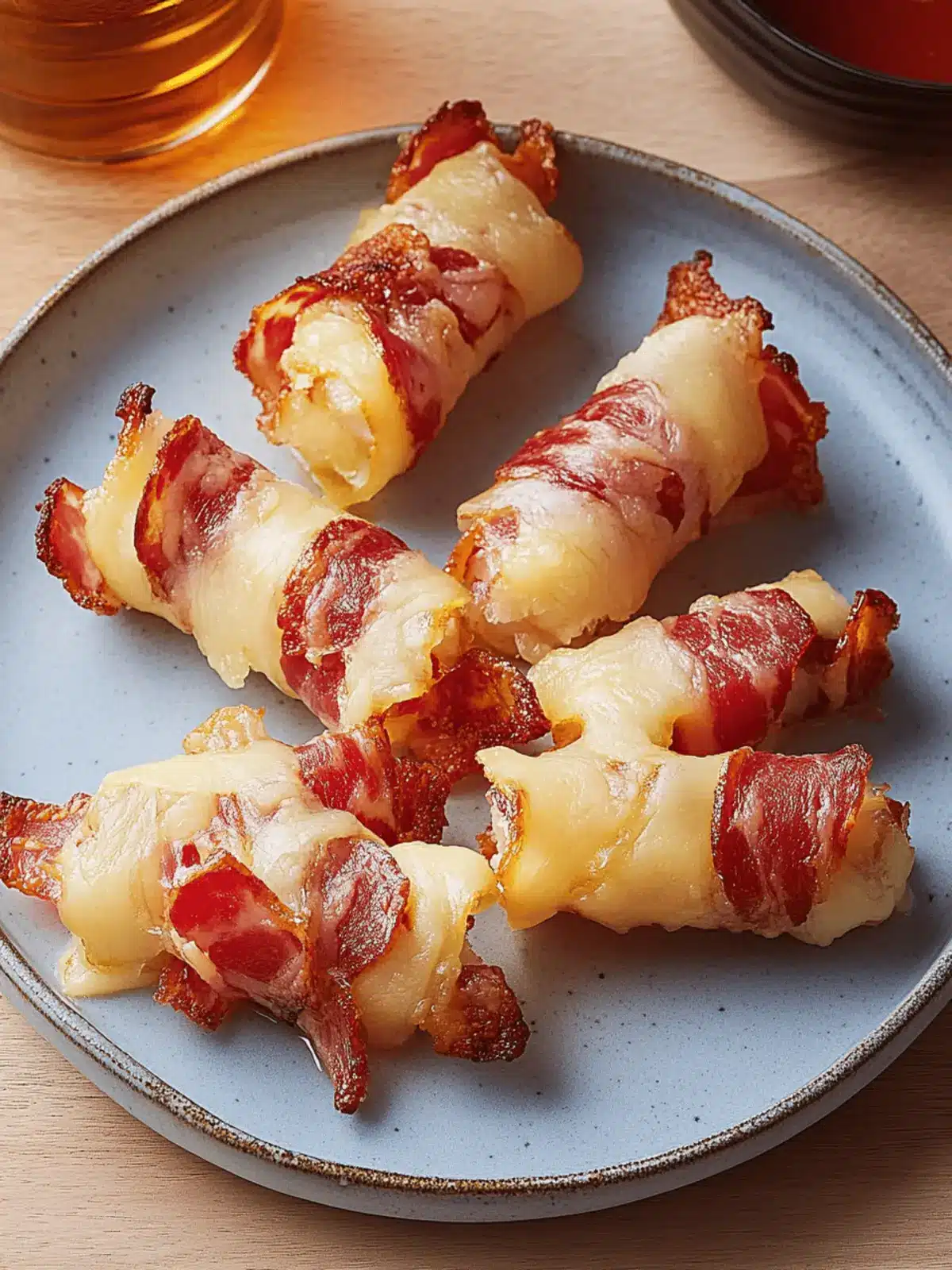 Bacon-umwickelte Mozzarellasticks für jeden Anlass 3 Bacon-umwickelte Mozzarellasticks