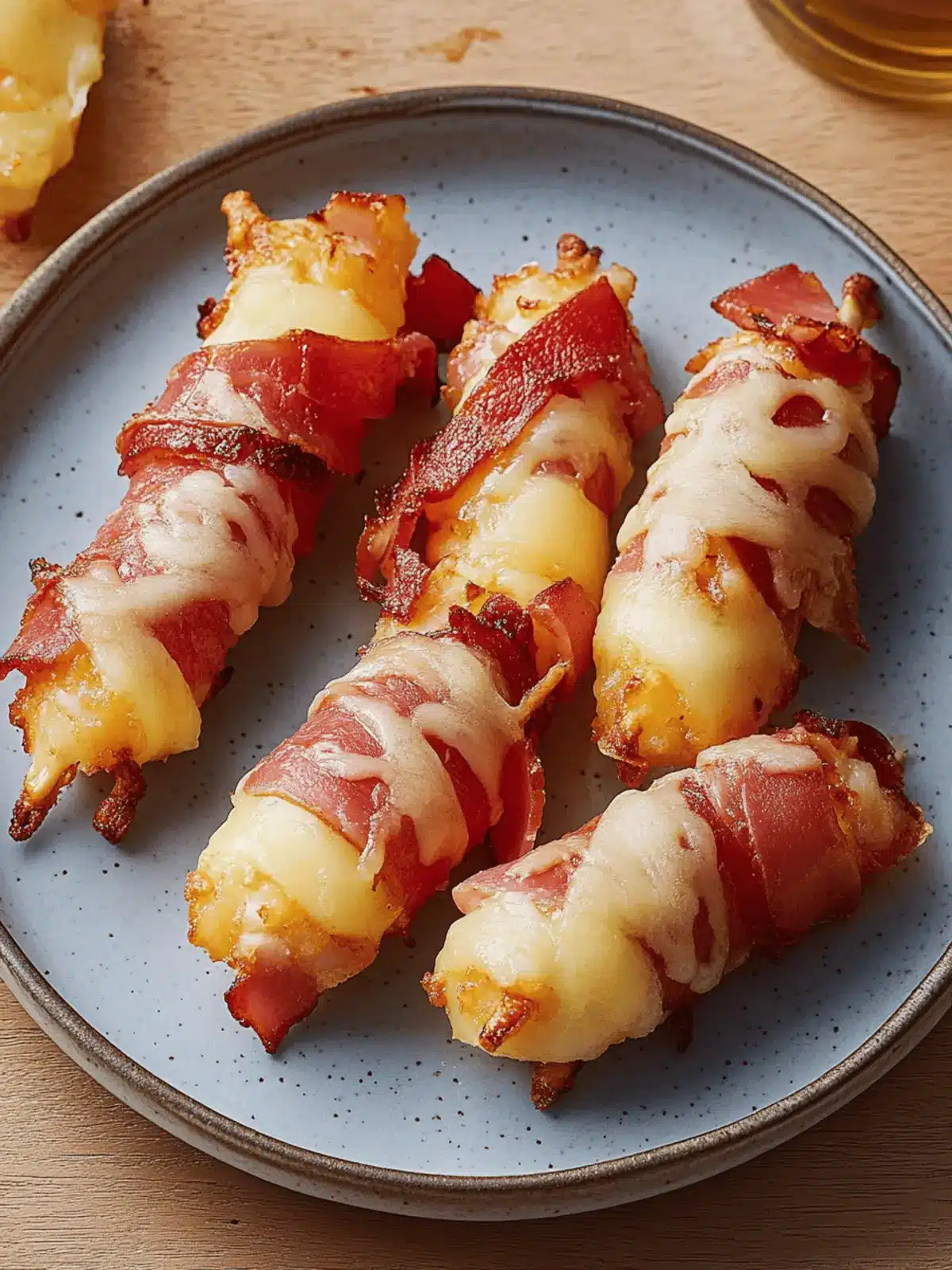 Bacon-umwickelte Mozzarellasticks für jeden Anlass 4 Bacon-umwickelte Mozzarellasticks