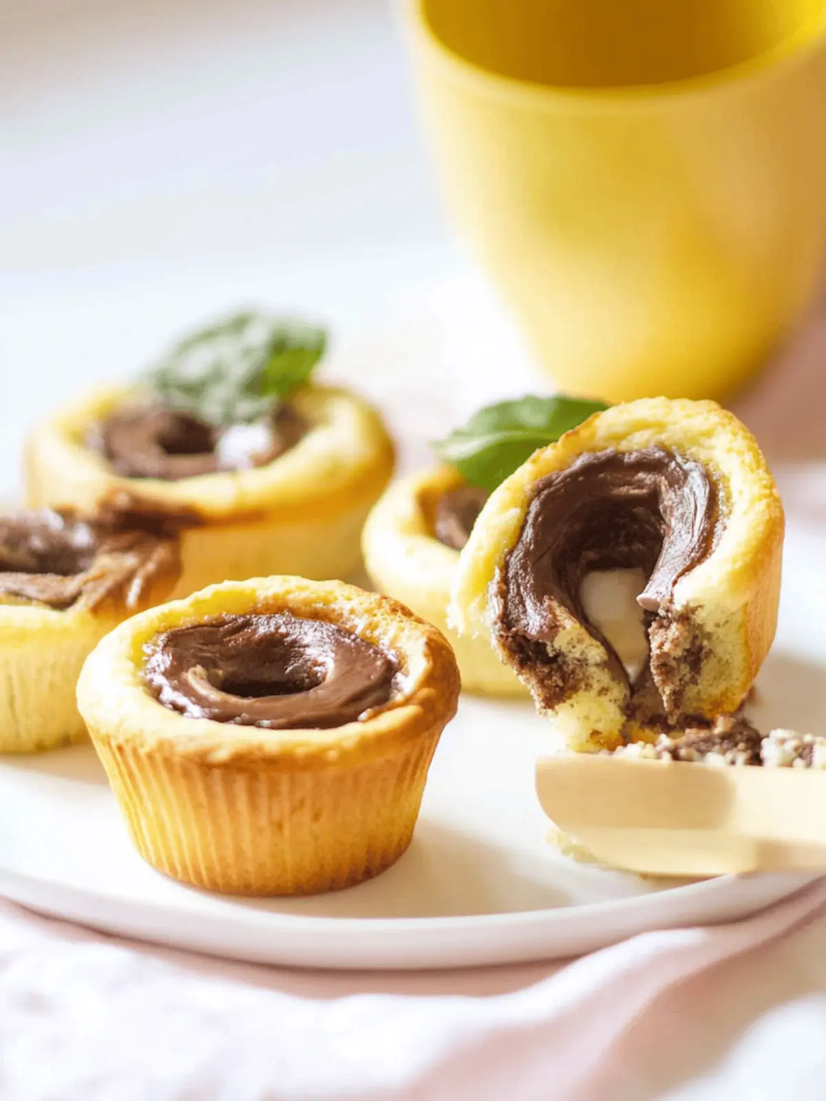 Nutella Wirbel Muffins mit weichem Zentrum 3 Nutella Wirbel Muffins mit einem weichen Zentrum