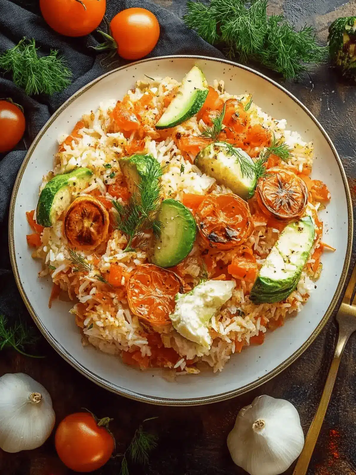 Überbackener Reis mit Feta und Gemüse: Mediterraner Genuss 2 Überbackener Reis mit Feta und Gemüse