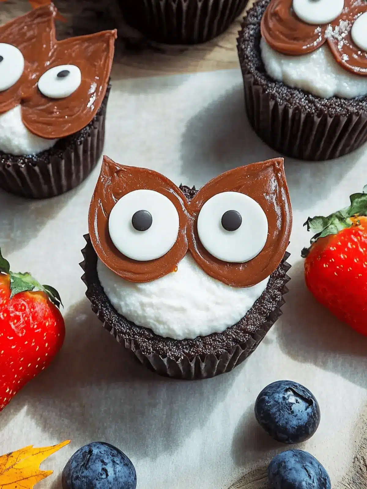 Eulenmuffins mit Oreo-Keksen für feste Feiern 4 Eulenmuffins mit Oreo-Keksen