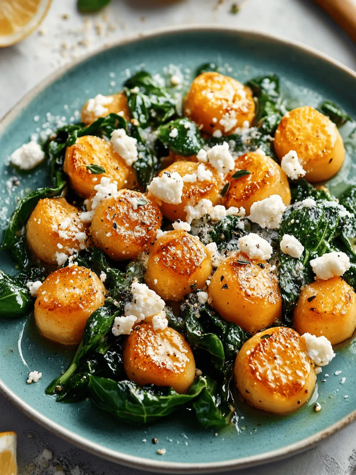 Knusprige Gnocchi mit Spinat und Feta