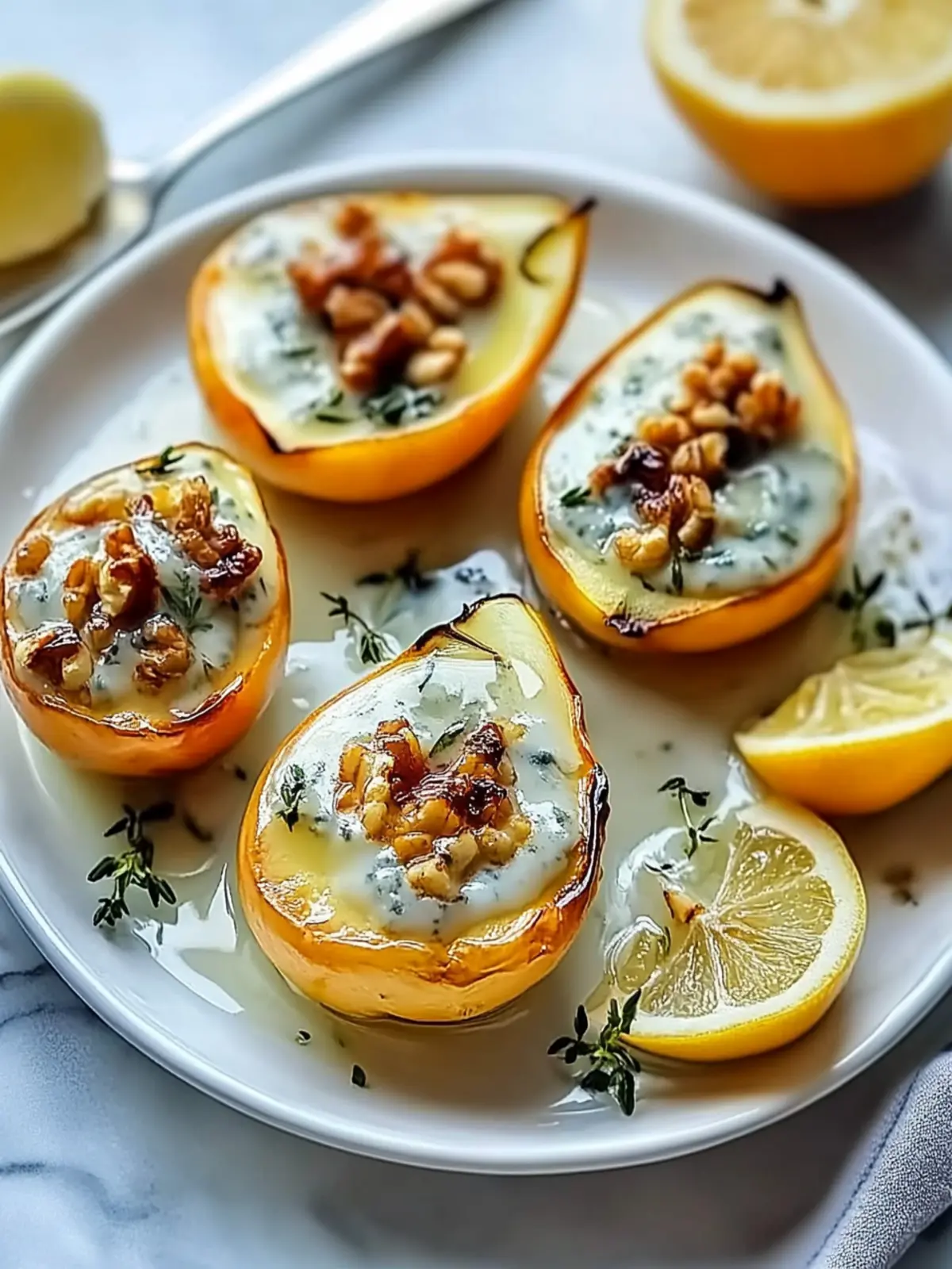 Elegante Blauschimmelkäse gefüllte Birnen in 30 Minuten 4 Elegante Blauschimmelkäse gefüllte Birnen