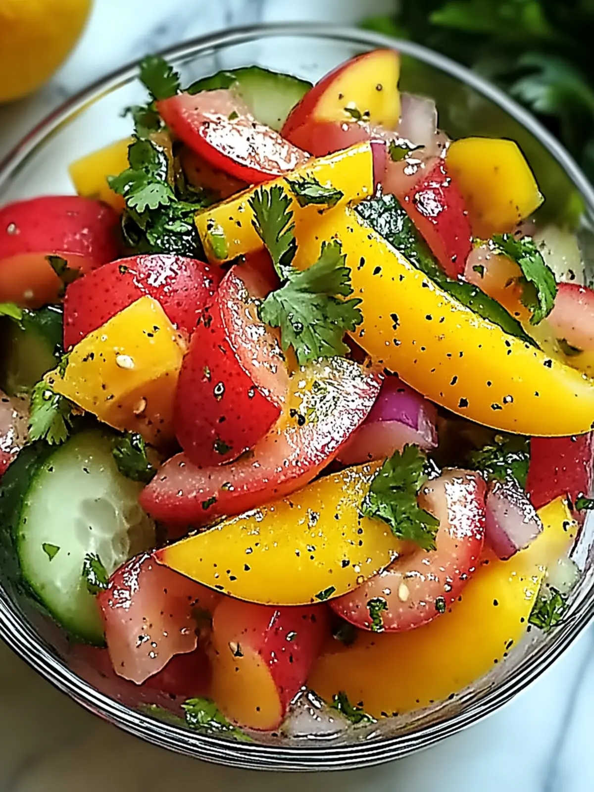 Mangosalat mit Limetten-Dressing für heiße Tage 4 Mangosalat mit Limetten-Dressing